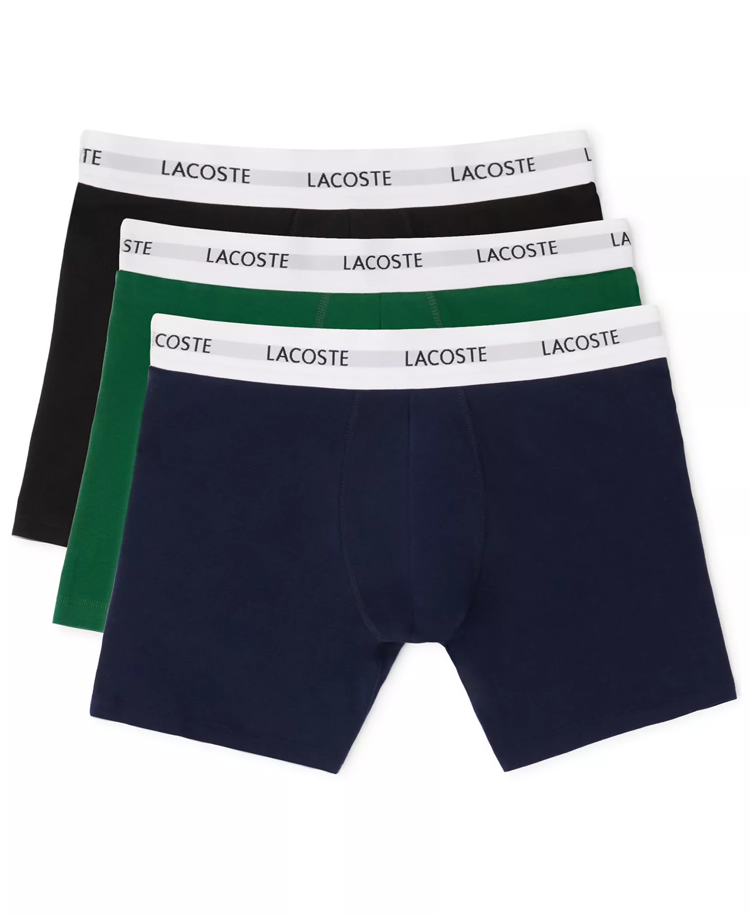 Men's 3-Pack Regular-Fit Logo Boxer Briefs - Navy/Green/Black - L