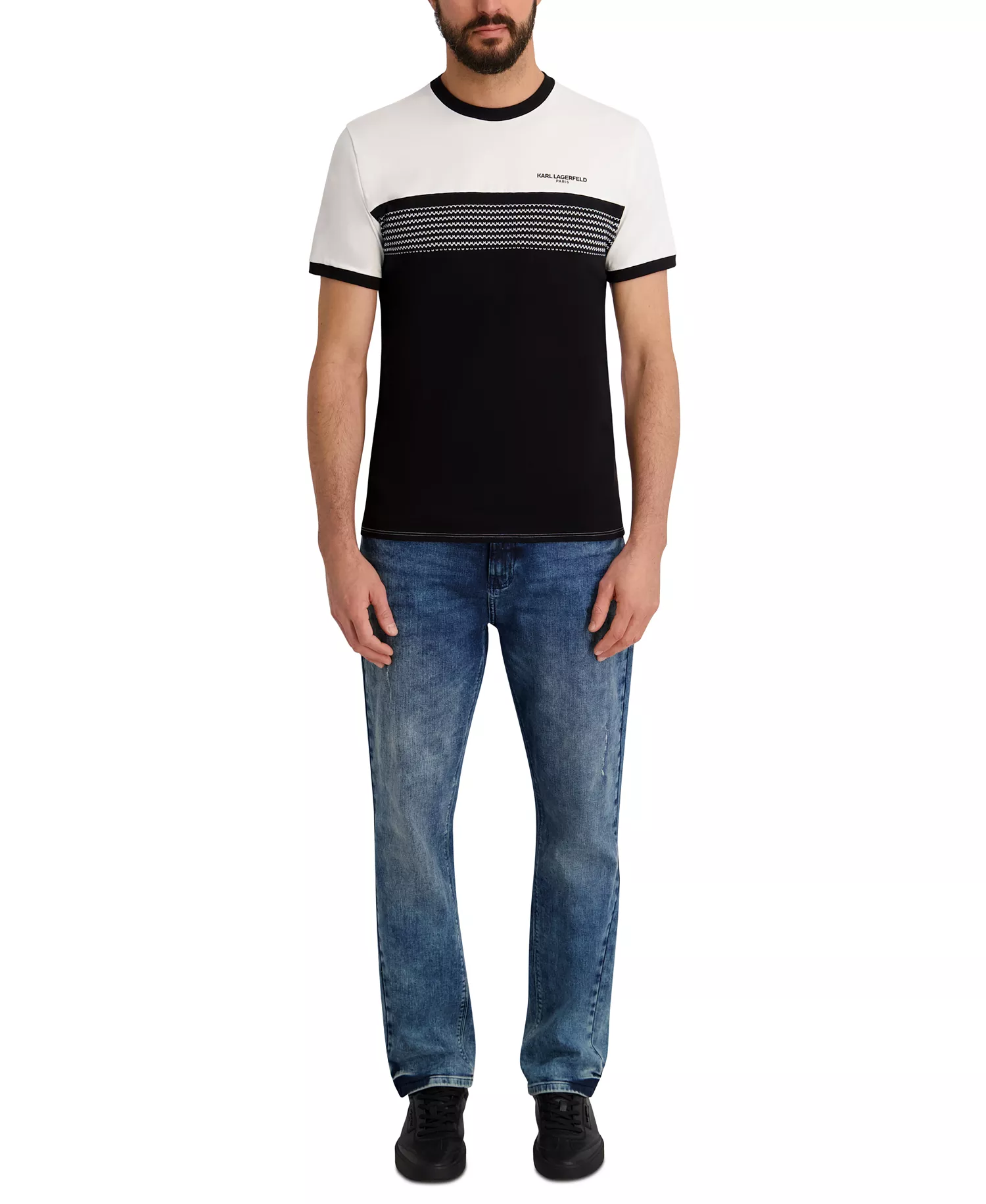 Men's Color Block T-Shirt - Black/White - 2XL