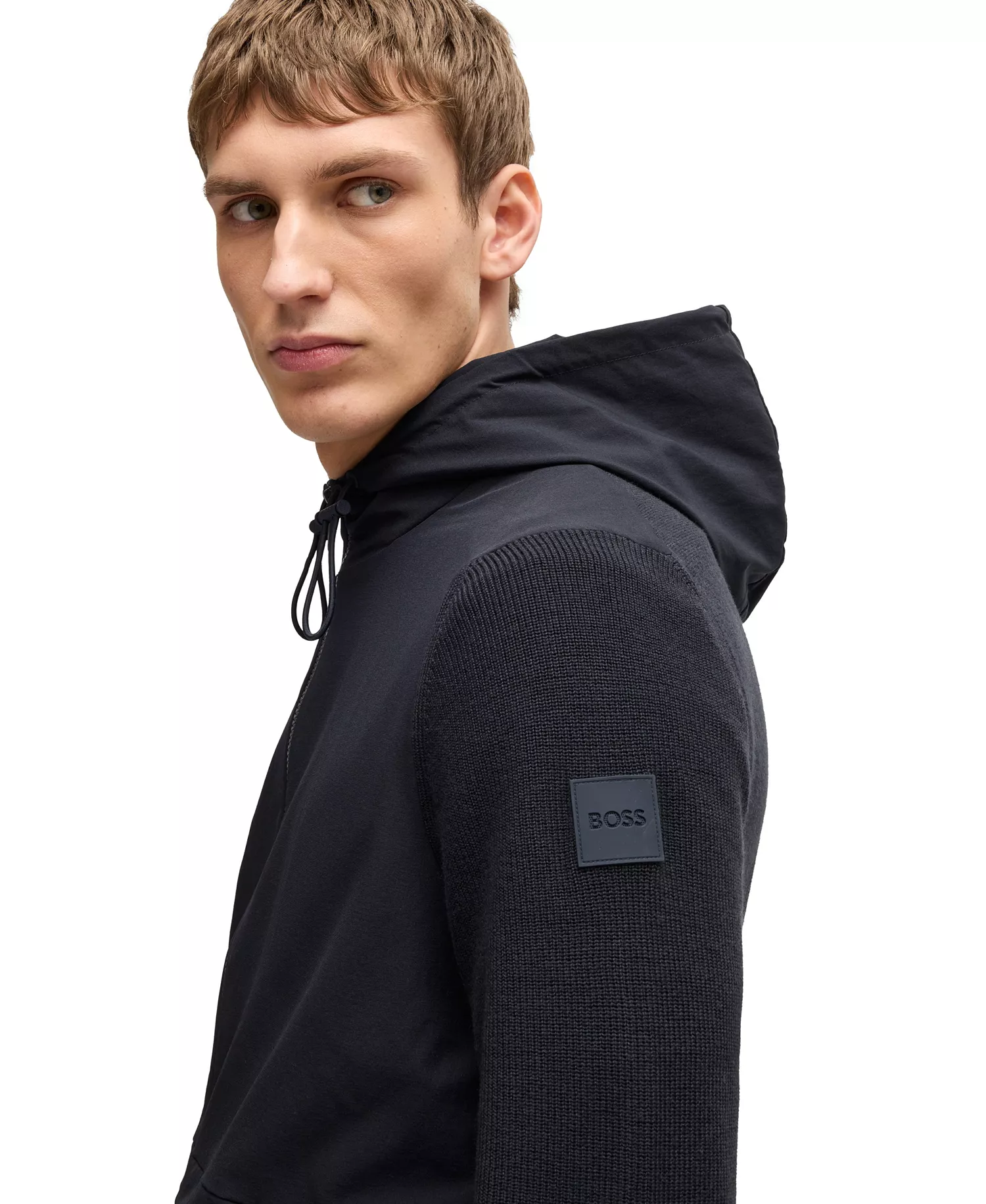 Men's Knitted Details Softshell Jacket - Dark Blue - 2XL