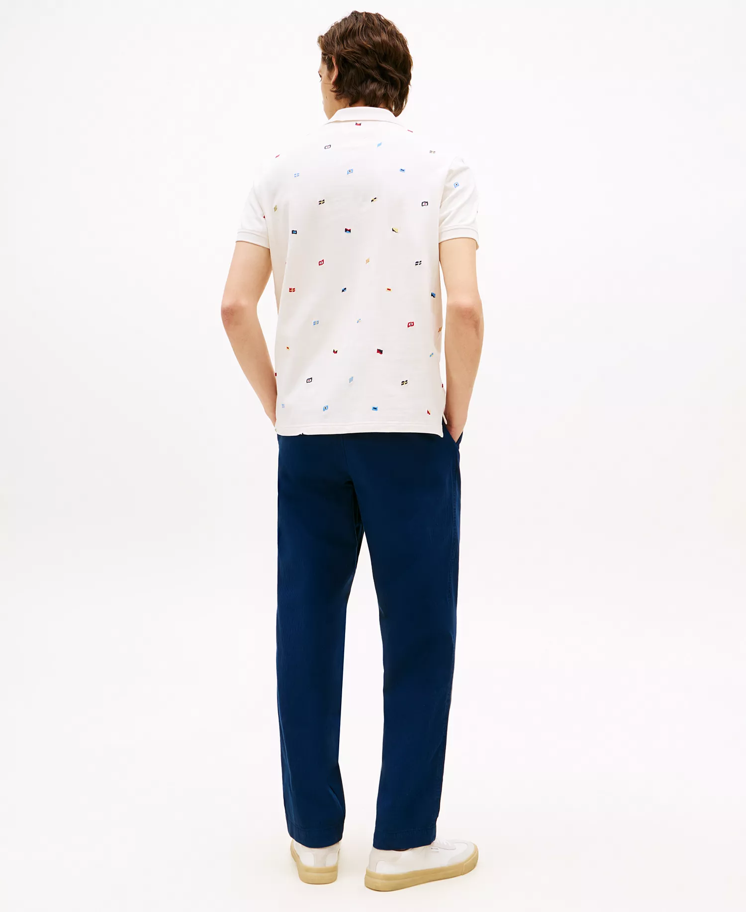 Men's Big & Tall All-Over Flag Polo Shirt - Ivory Petal - 2XLT