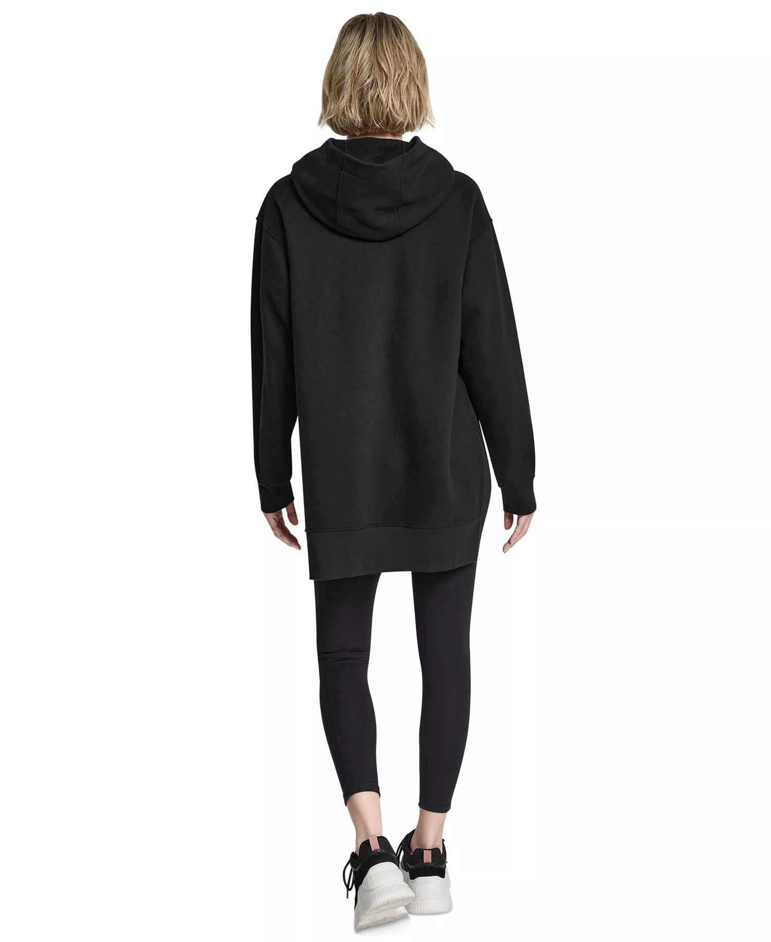 Women's 3D Puff Applique Varsity Logo Oversized Hoodie - Black - L