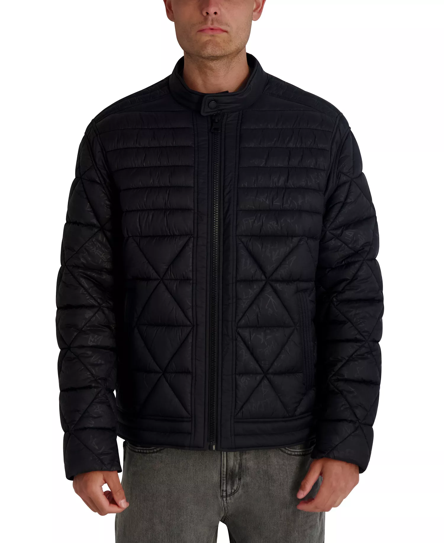 Men's Graffiti Karl Quilted Jacket - Black - 2XL