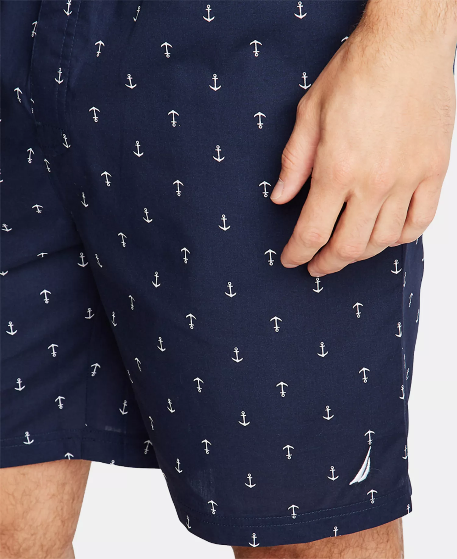 Men's Cotton Anchor-Print Pajama Shorts - Maritime Navy - M