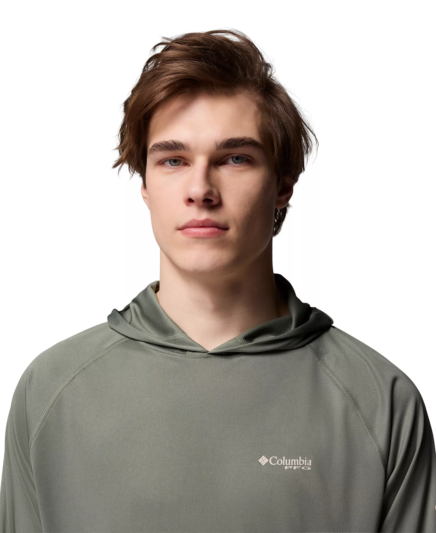 Men's Terminal Tackle Long Sleeve Hoodie - Cypress, Dark stone logo - L