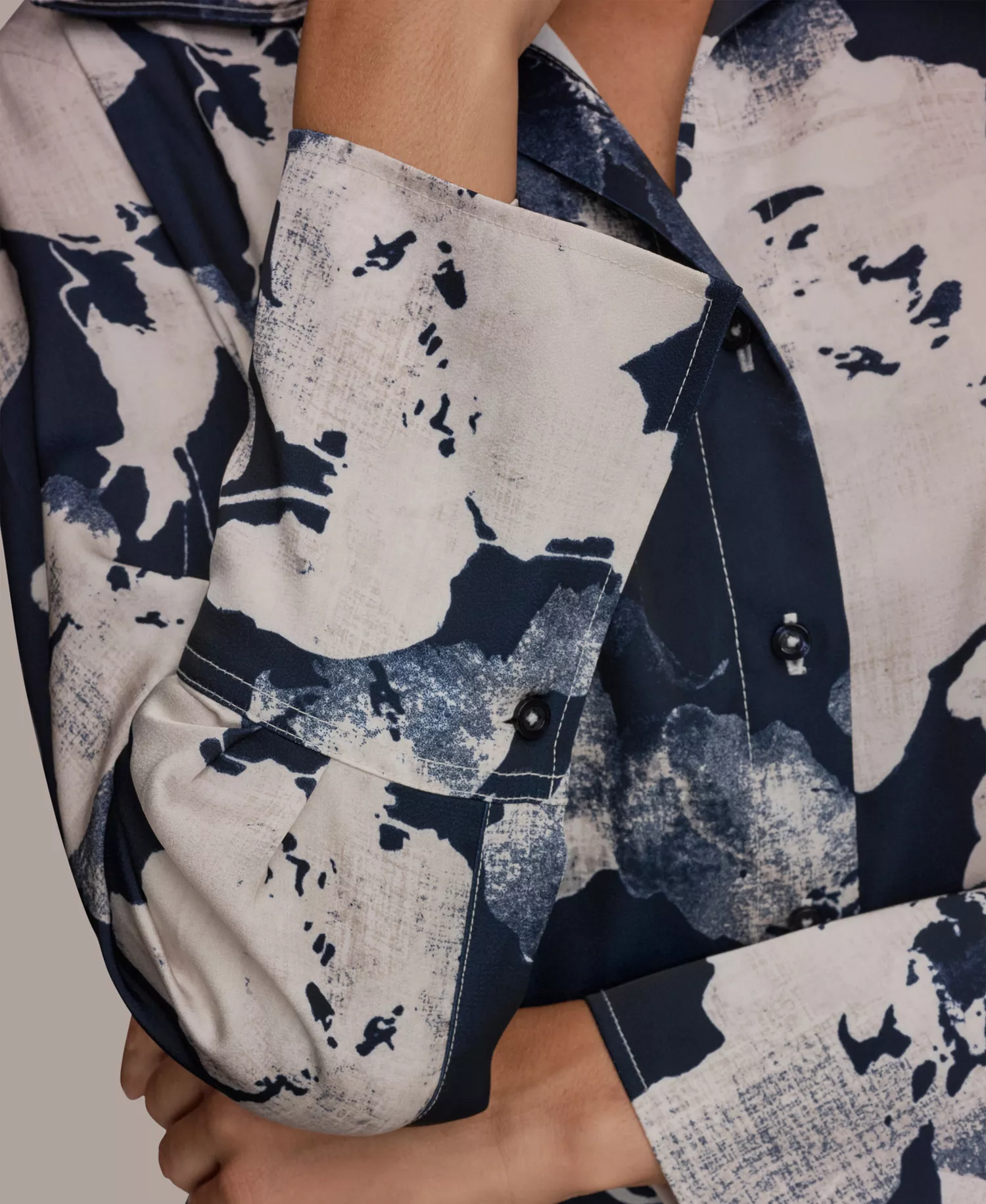 Petite Collared Neck Long Sleeves Shirt - Nightfall Multi - P/L