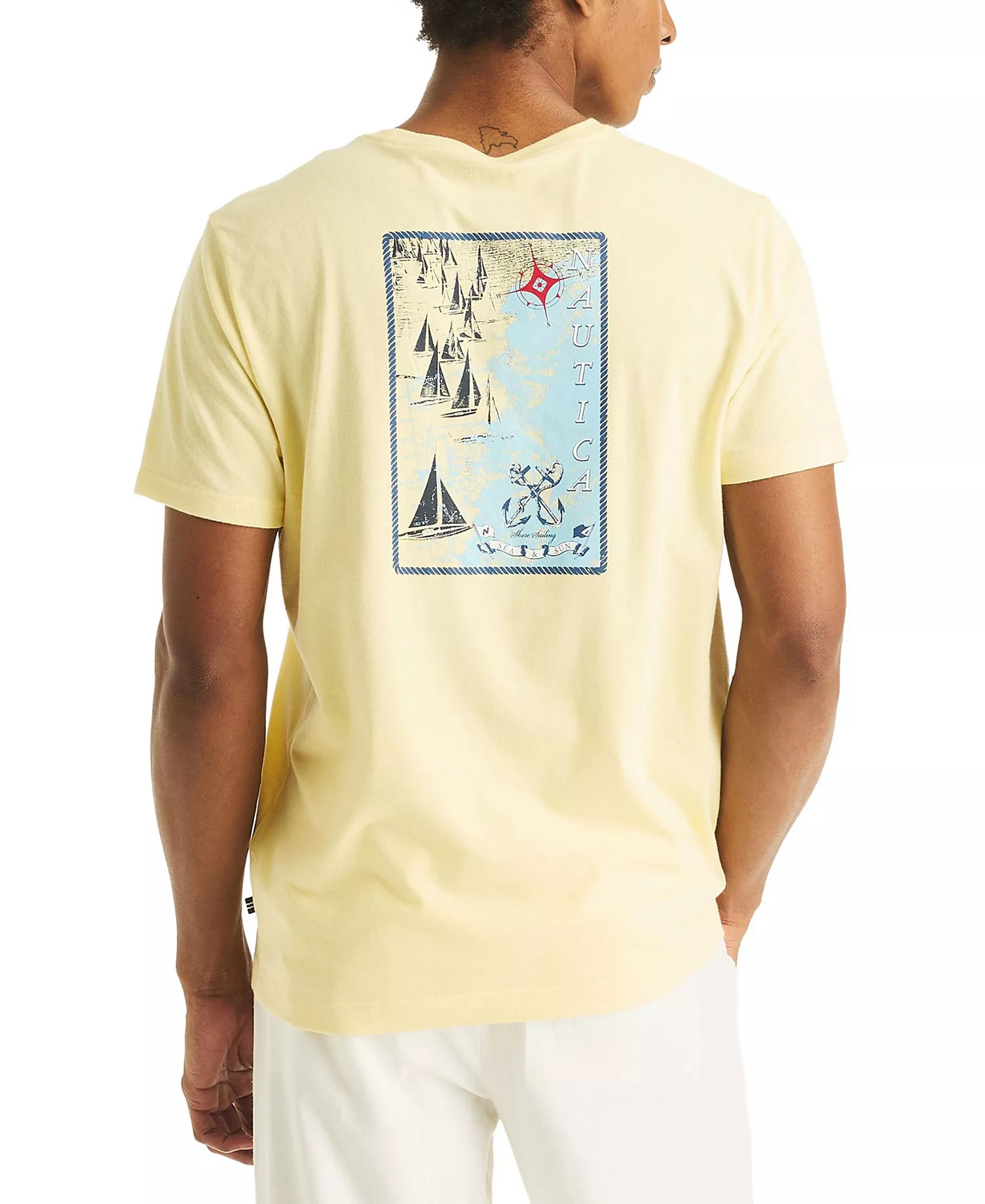 Men's Graphic Print Crewneck T-Shirt - Pale Banana - 2XL