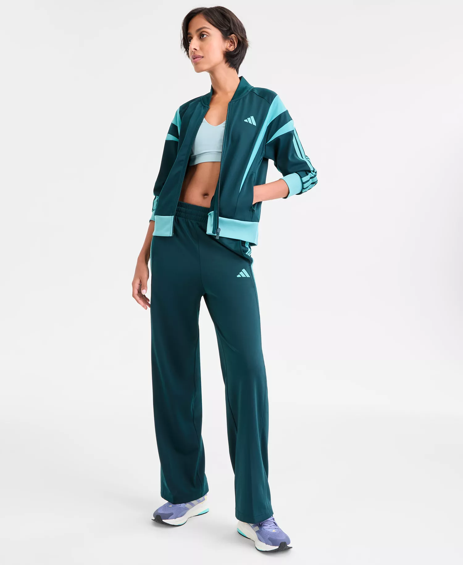 Women's Fashion Track Pants - Aurora Ivy/powder Teal - L