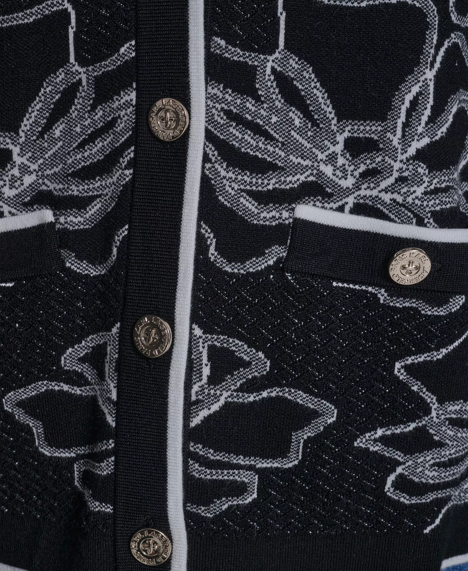 Women's Flower Embroidered Cardigan Sweater - Black/soft White - L