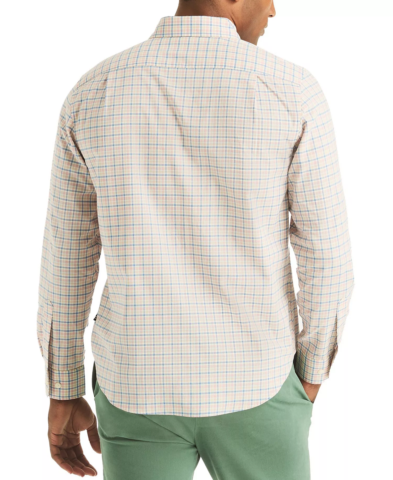 Men's Plaid Long-Sleeve Plaid Shirt - Dessert Cream Mint - 2XL