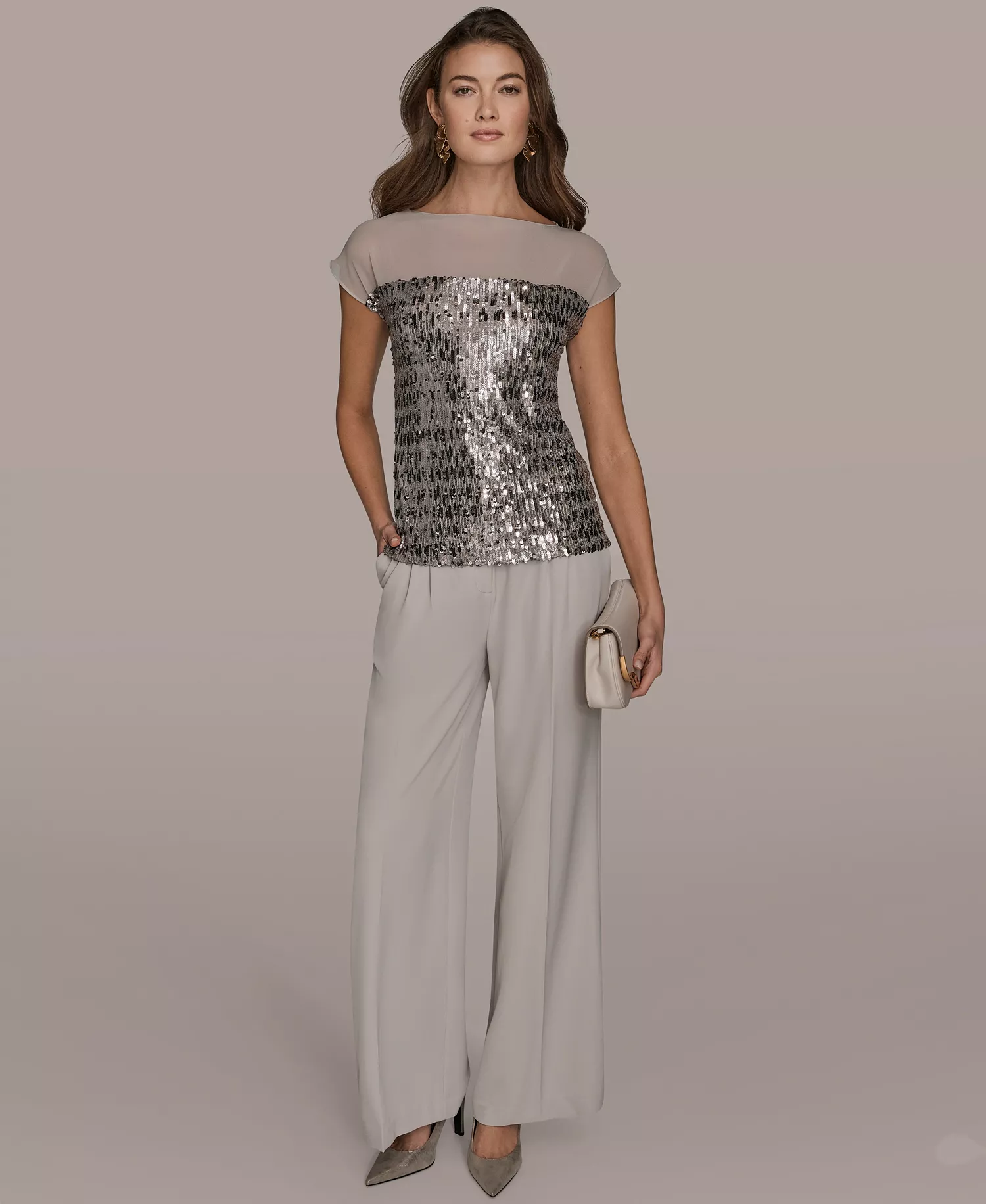 Women's Embellished Short-Sleeve Top - Vapor - L