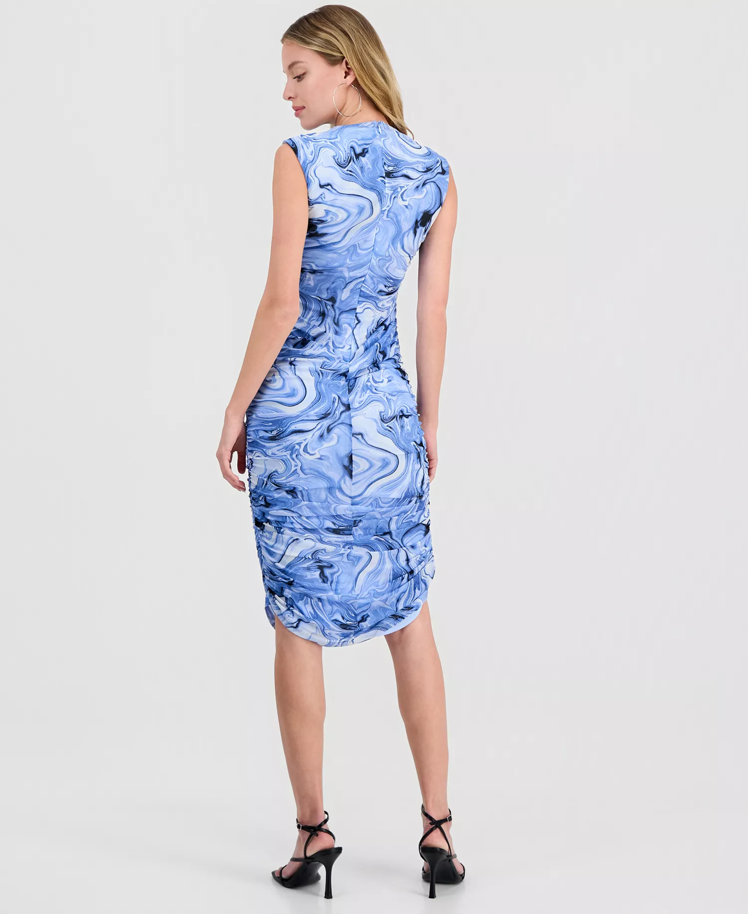 Women's Printed Sleeveless Sheath Dress, Macy's Exclusive - Chateau Blue Multi - L