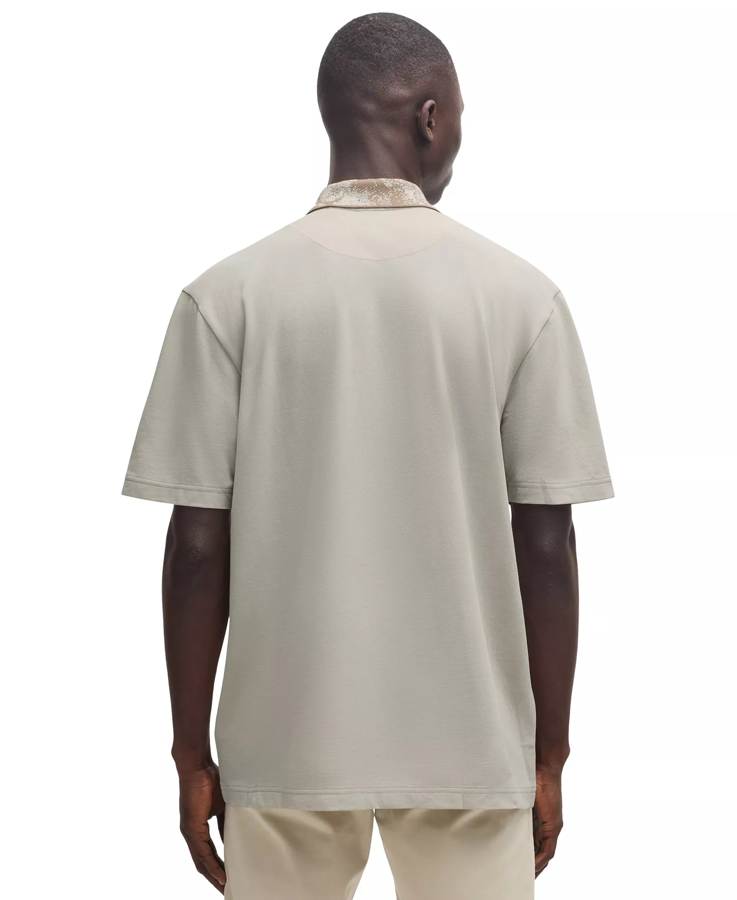 Men's Jungle-Artwork Pique Polo - Open Beige - 2XL