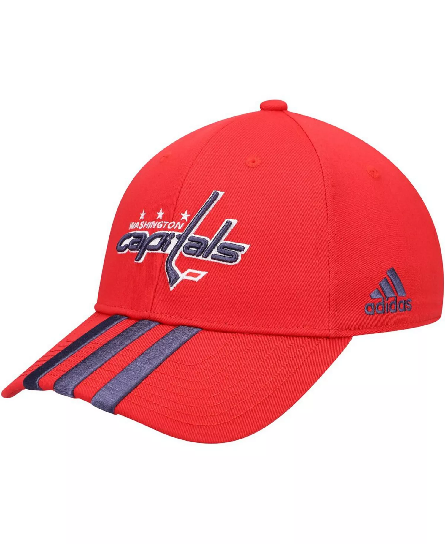Men's Red Washington Capitals Locker Room Three Stripe Adjustable Hat - Red - One Size Fits All