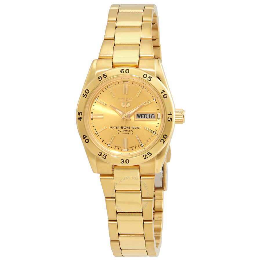Seiko 5 Sports Automatic Gold Dial Ladies Watch