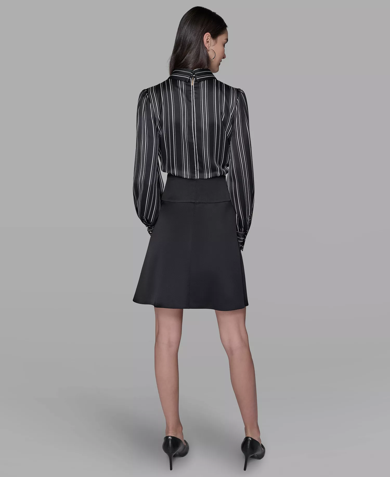 Women's Collared Shirtdress - Black/birch - 10