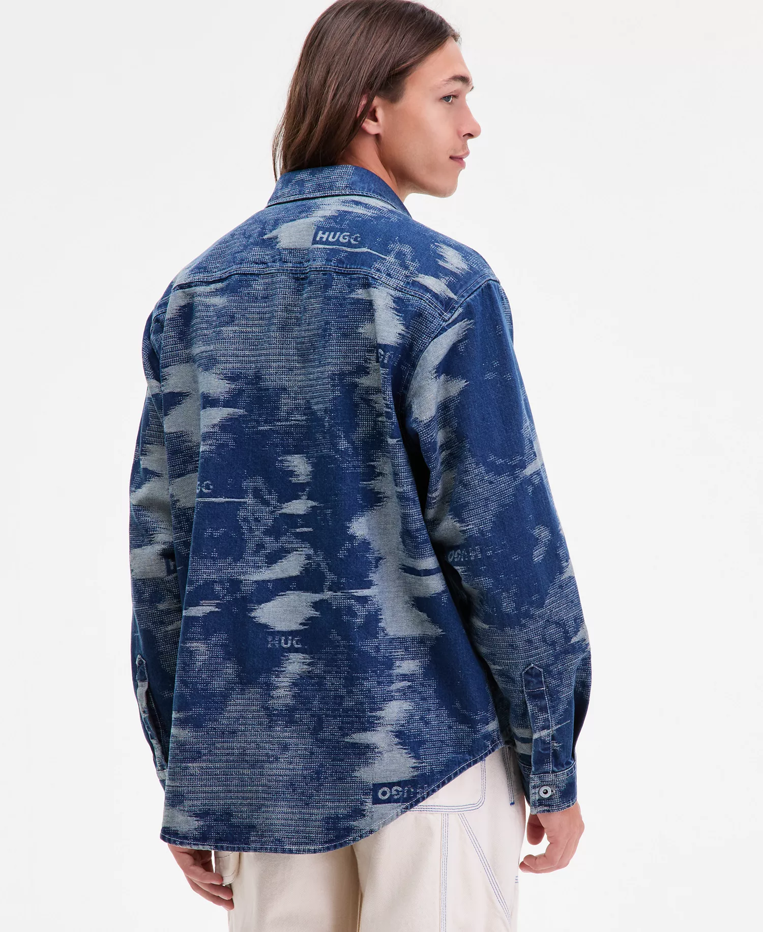 Men's Ebalto Denim Jacquard HUGO Jacket - Medium Blue - M