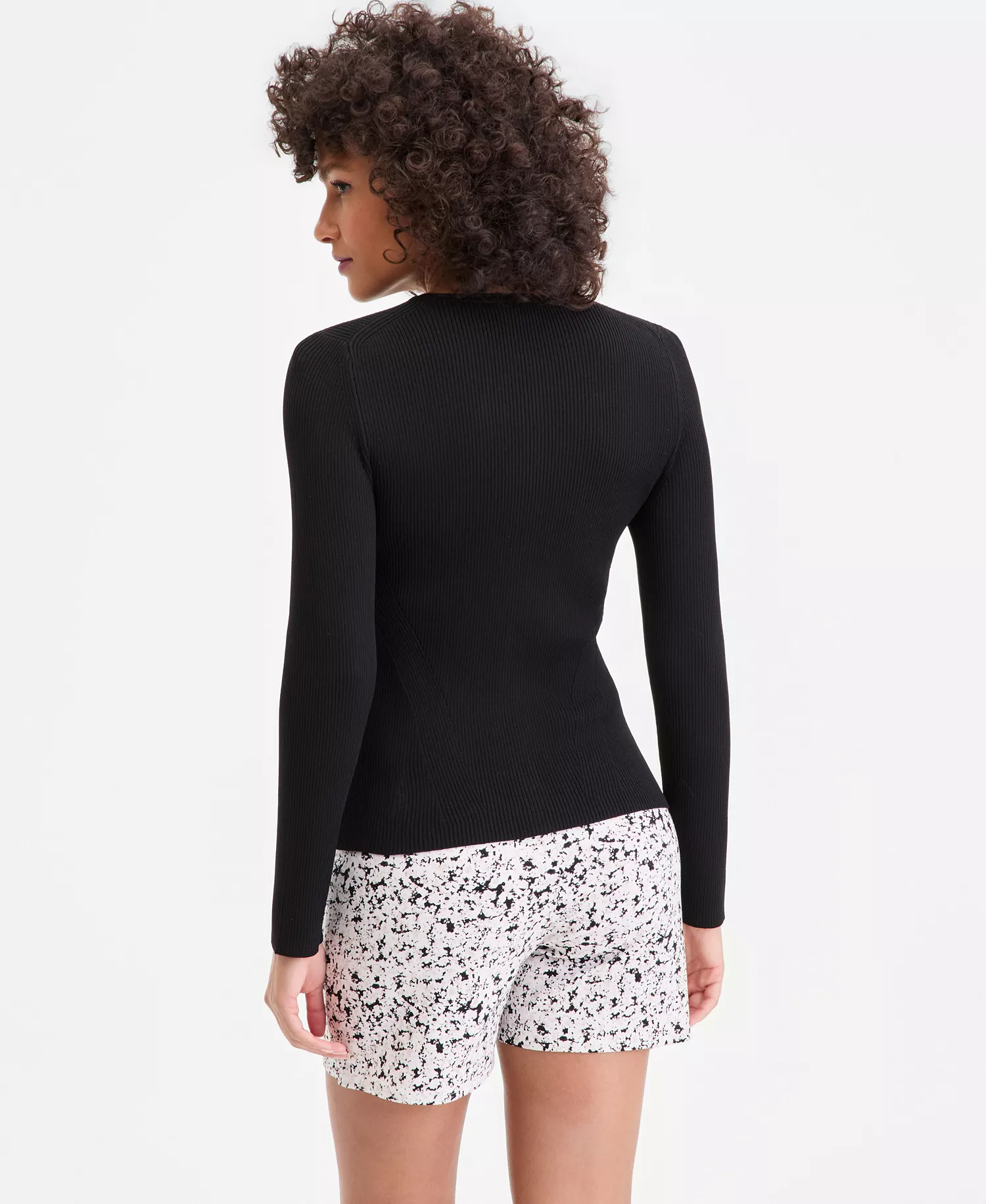 Women's Ribbed Crewneck Cardigan, Macy's Exclusive - Deep Black - L