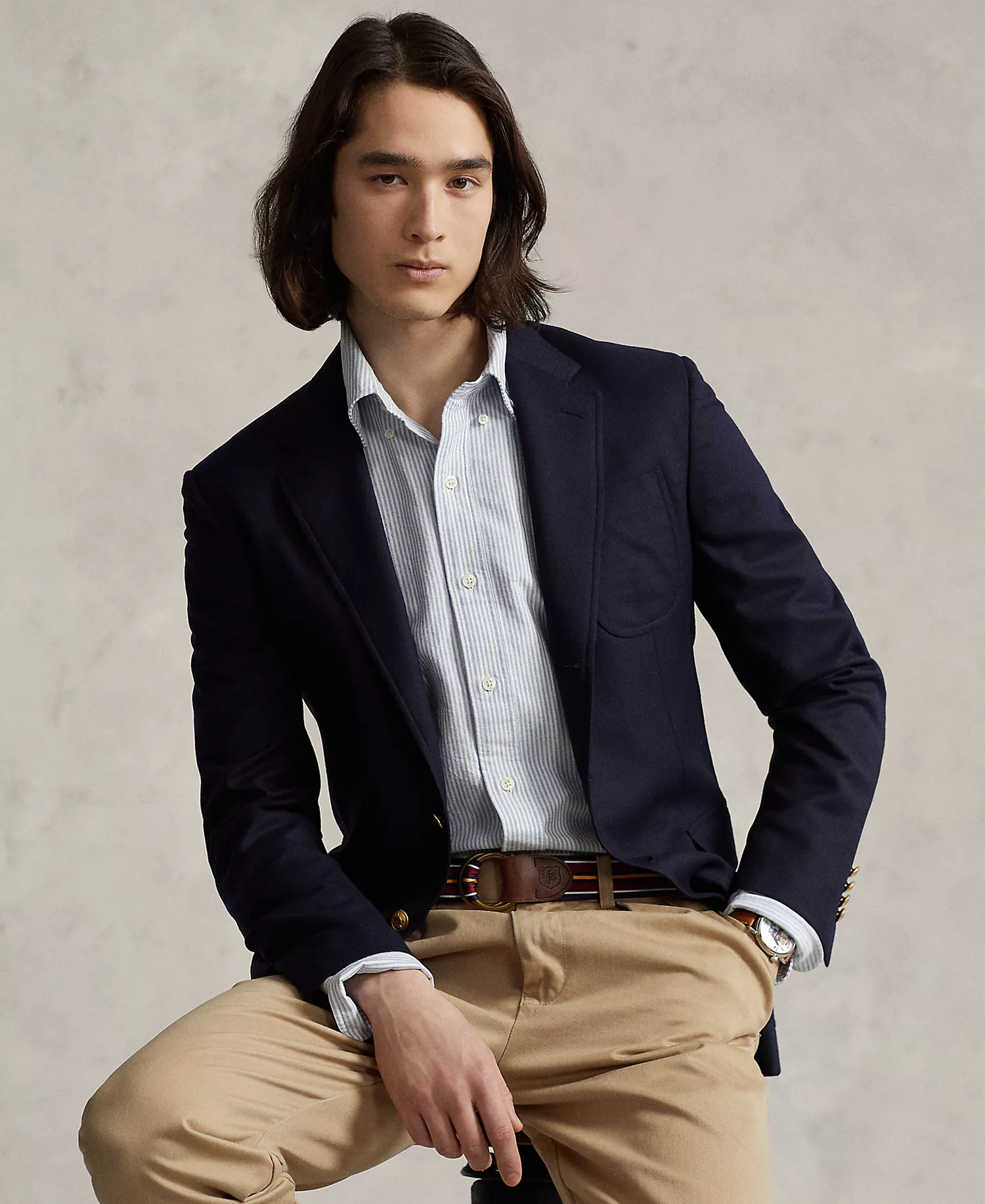 Men's Custom Fit Oxford Shirt - Blu/wht - 2XL