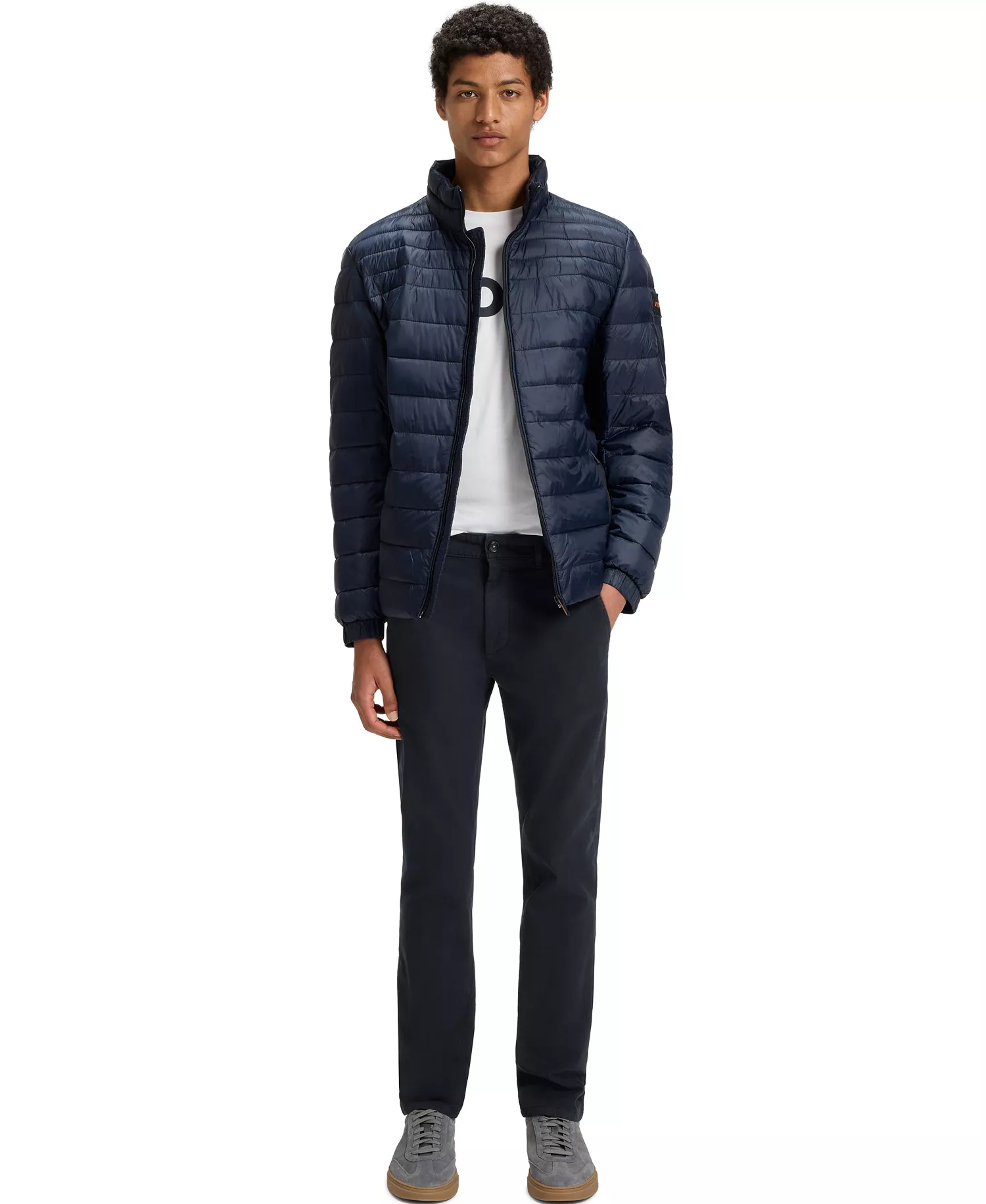 Men's Stretch-Cotton Dobby Slim-Fit Pants - Dark Blue - 30x32