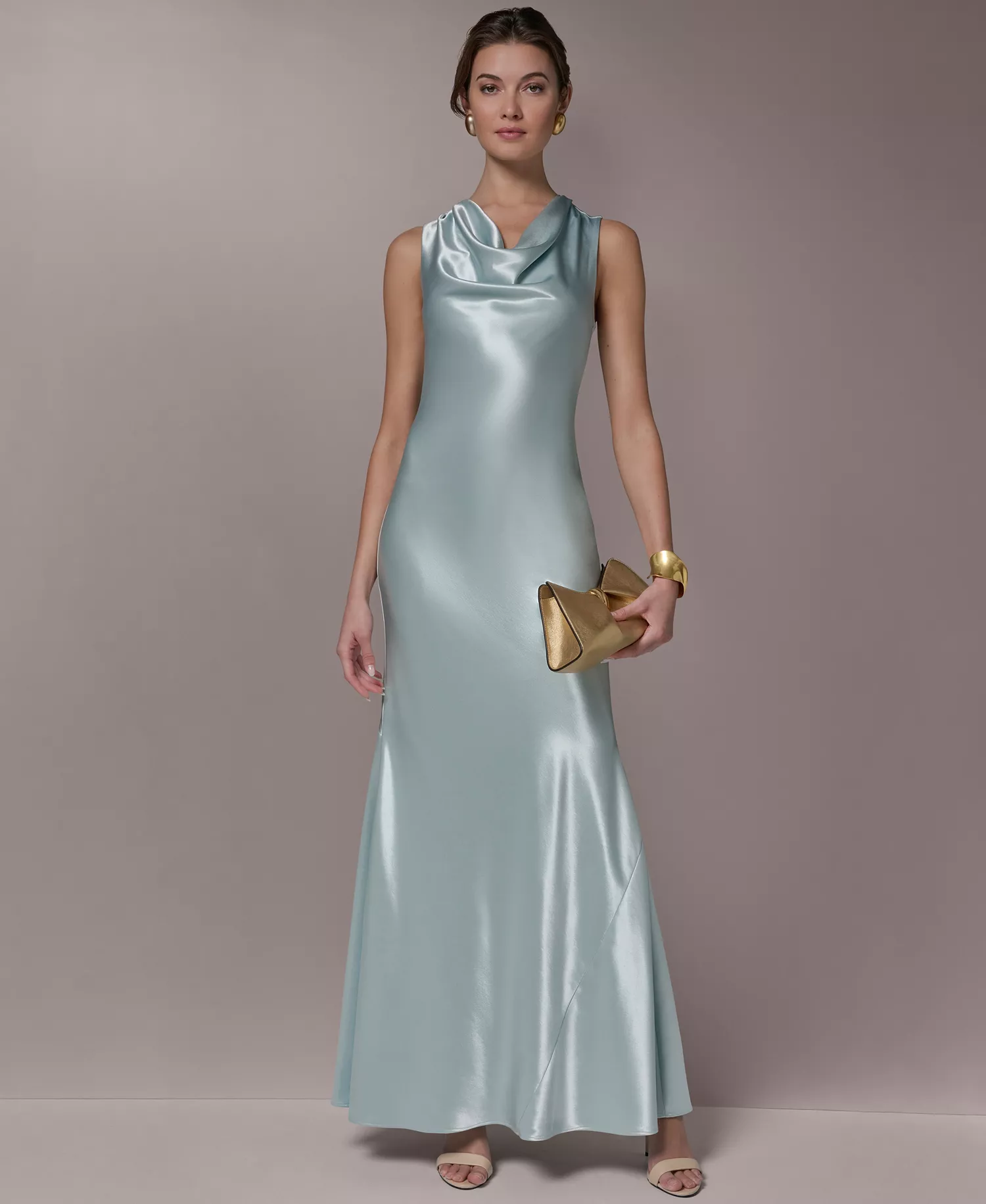 Women's Cowl Neck Ball Gown - Dark mist - 10