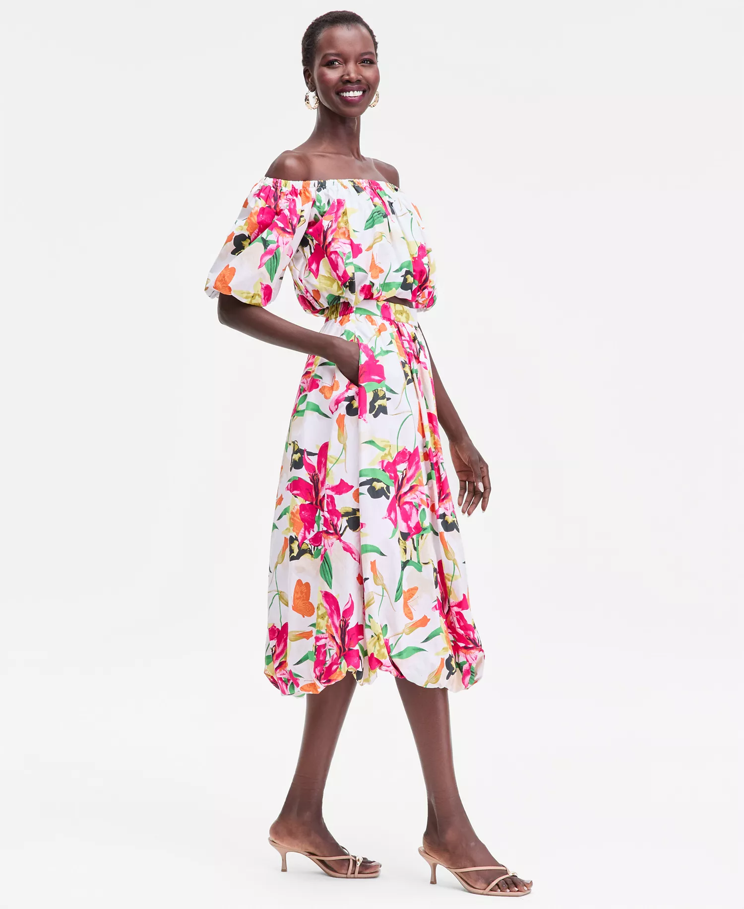Women's Off-The-Shoulder Bubble-Hem Top, Macy's Exclusive  - Tiana Bouq - L