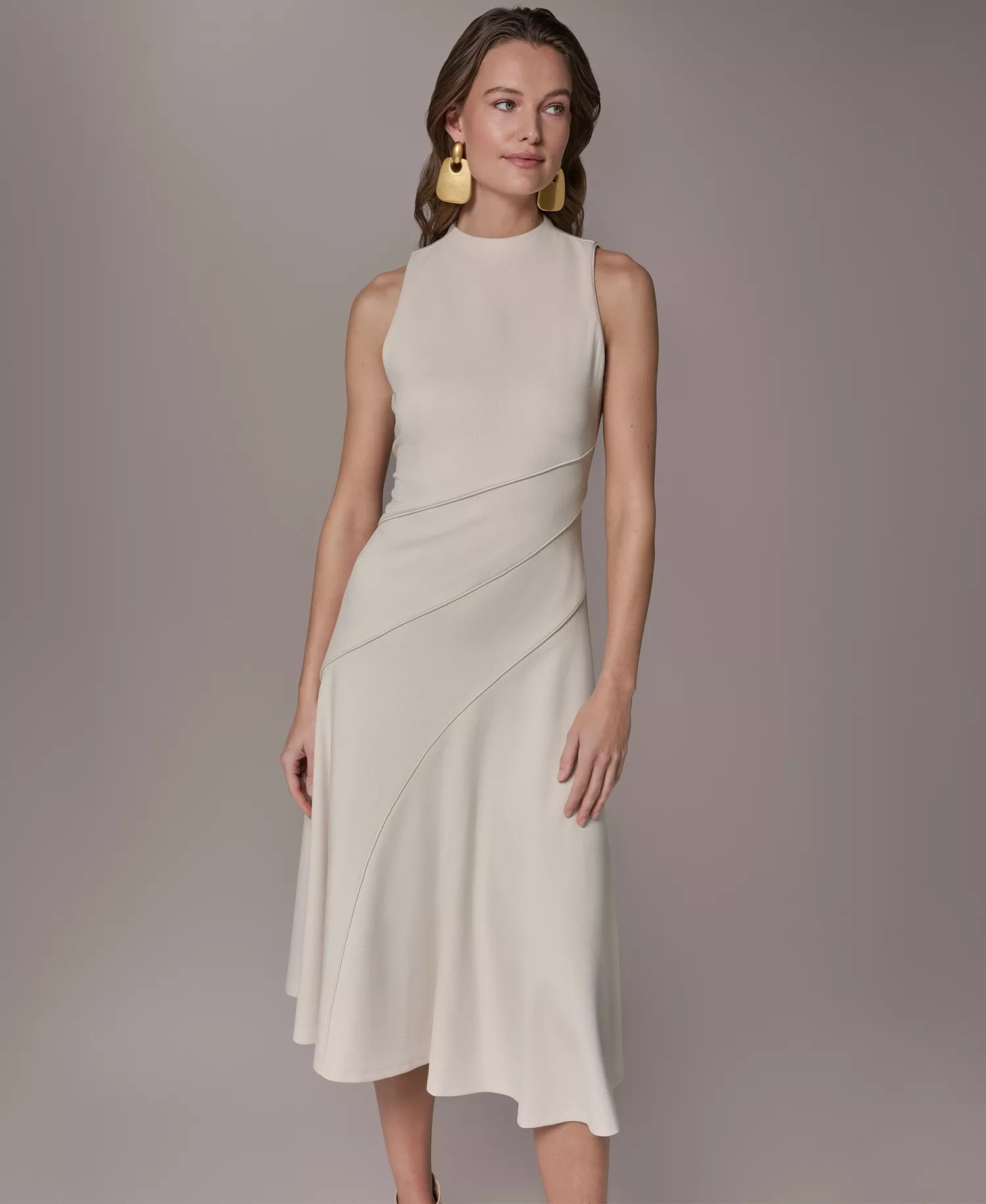 Women's Mock Neck Dress - VELLUM (AZX) - 10