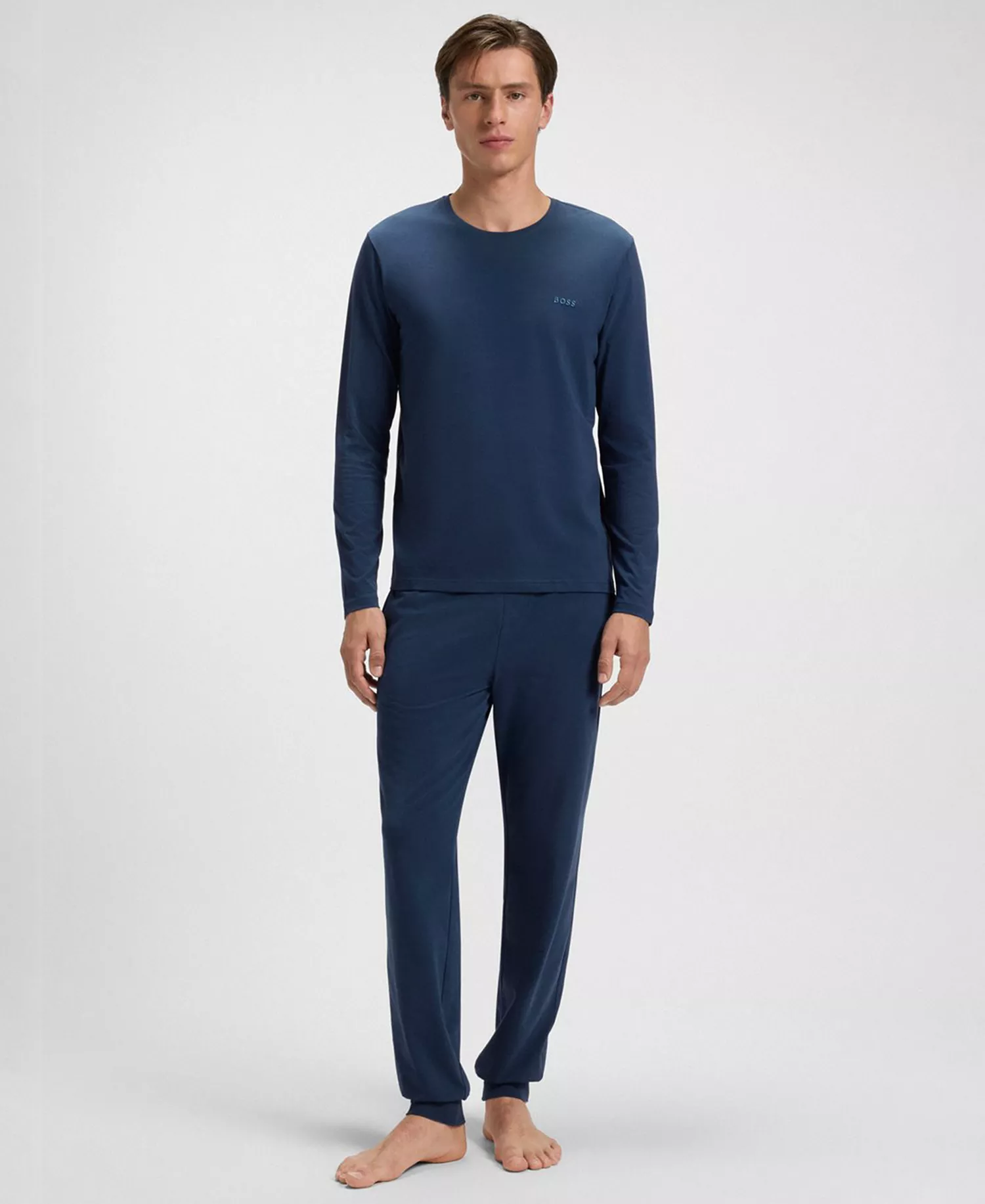 Men's Mix and Match Long-Sleeve Crewneck T-Shirt - Dark Blue - L