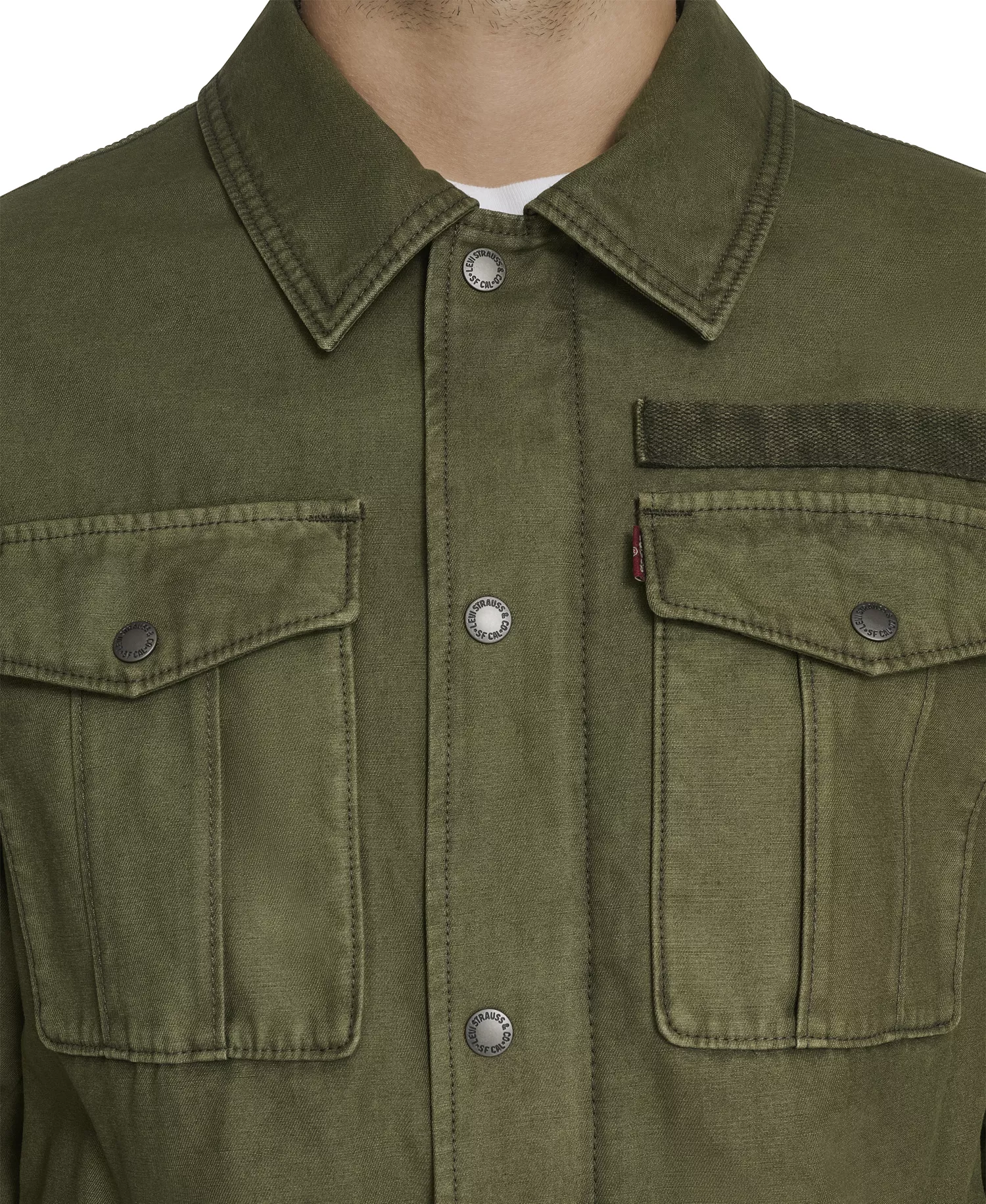 Men's Two-Pocket Utility Zippered Shirt Jacket - Olive - 2XL