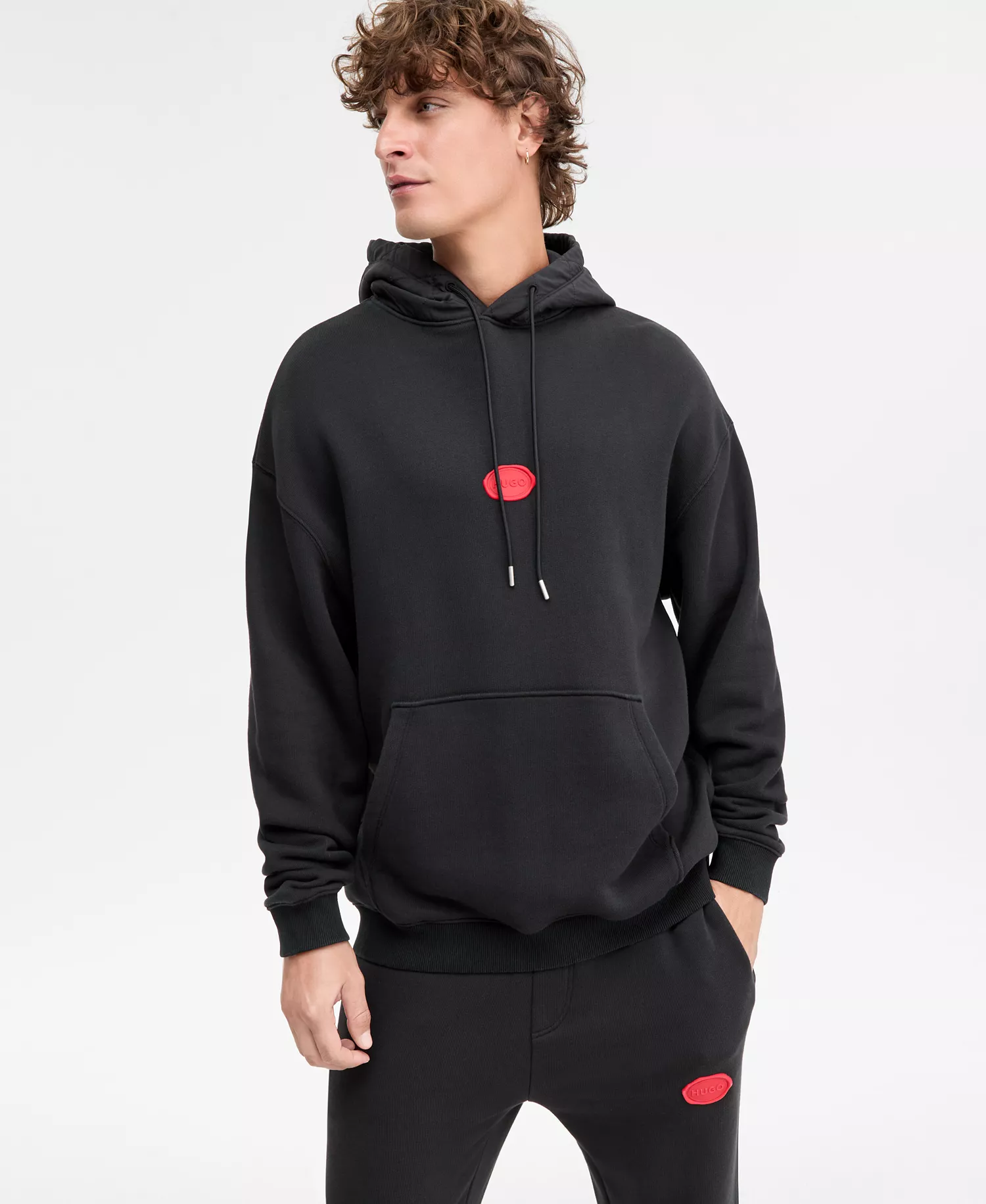 Dilvano Oversized Wax Logo Pullover Hoodie - Black - L