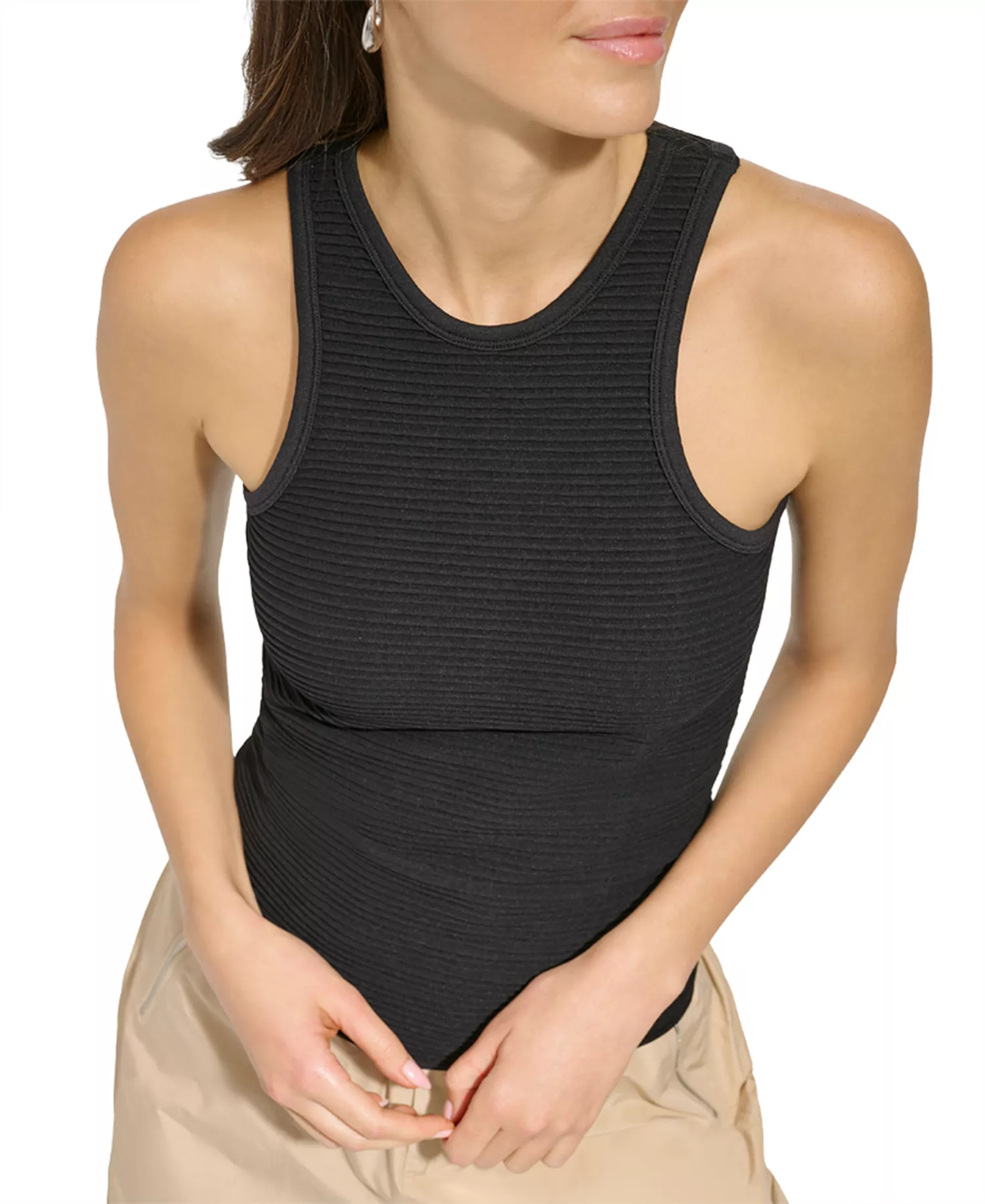 Women's Cutaway Seamless Tank Top - Black - L