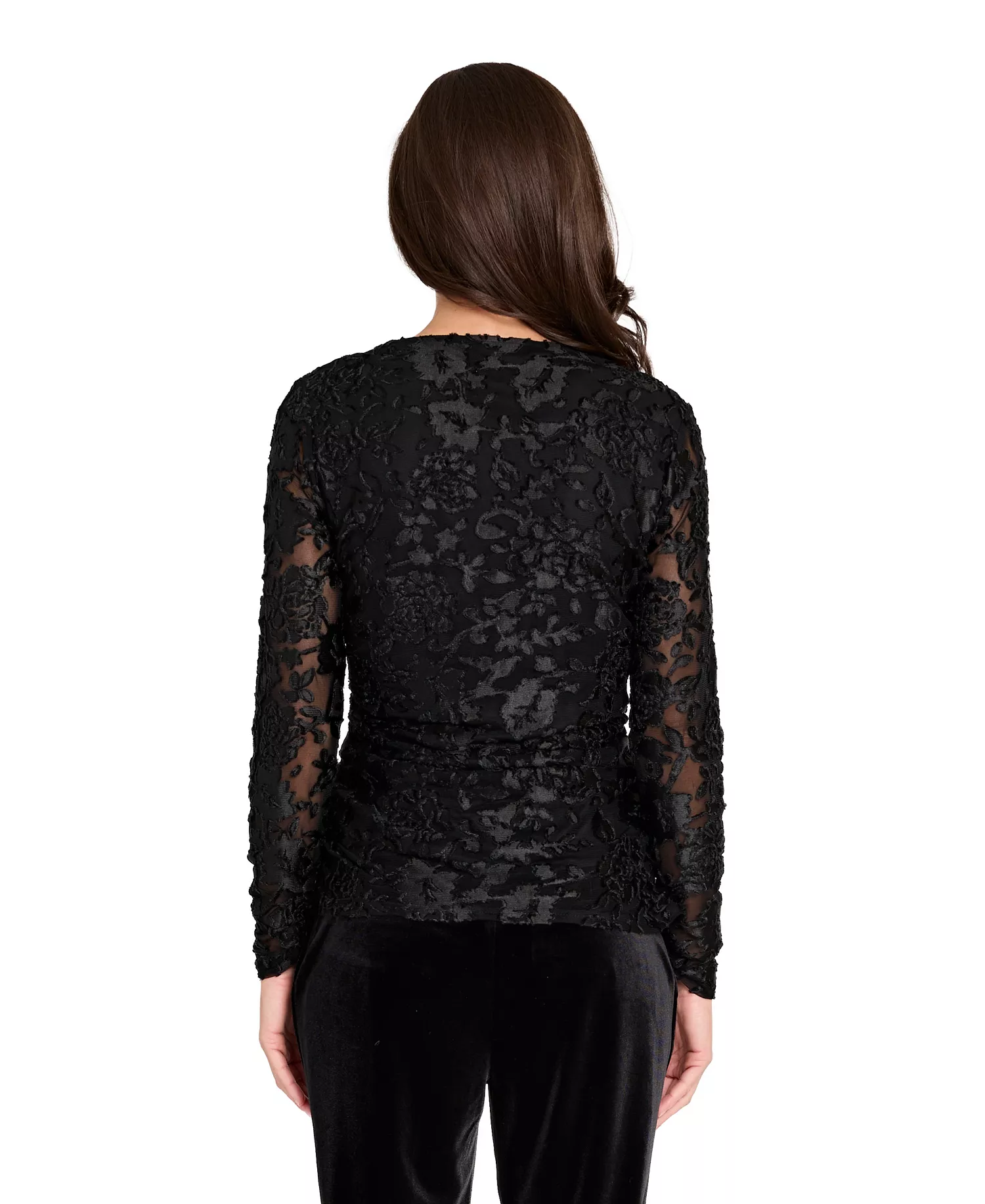 Women's Round Neck Pull-On Top - Black - S