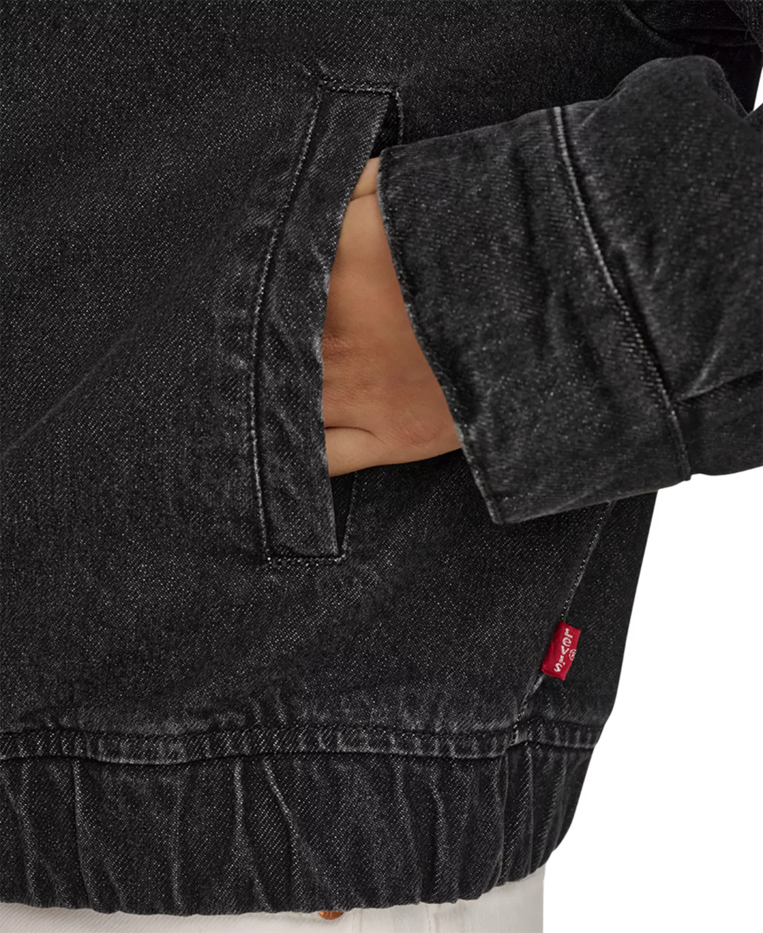 Women's Western Zip-Front Denim Bomber Jacket - Black Wash Denim - L