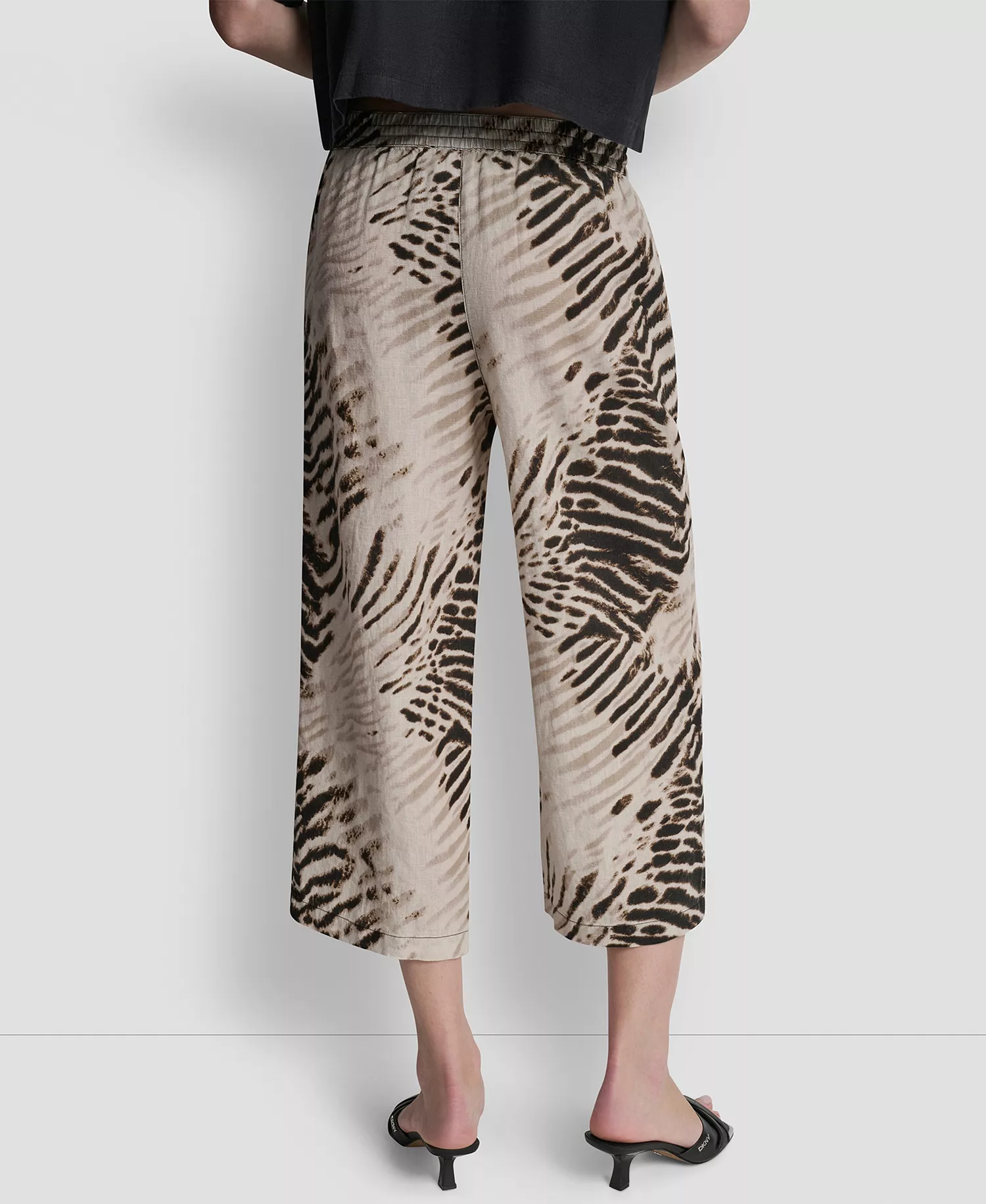Women's Printed Linen Pull-On Pants - Brushed Sandbed - L