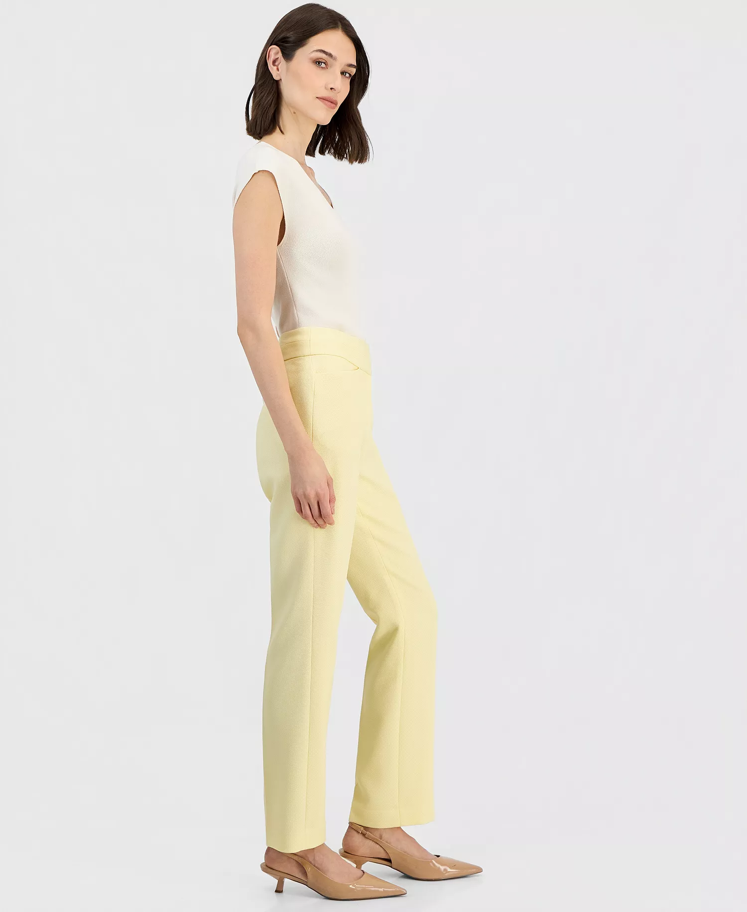 Petite Mid-Rise Bell Bottom Pants - Buttercup - 10P