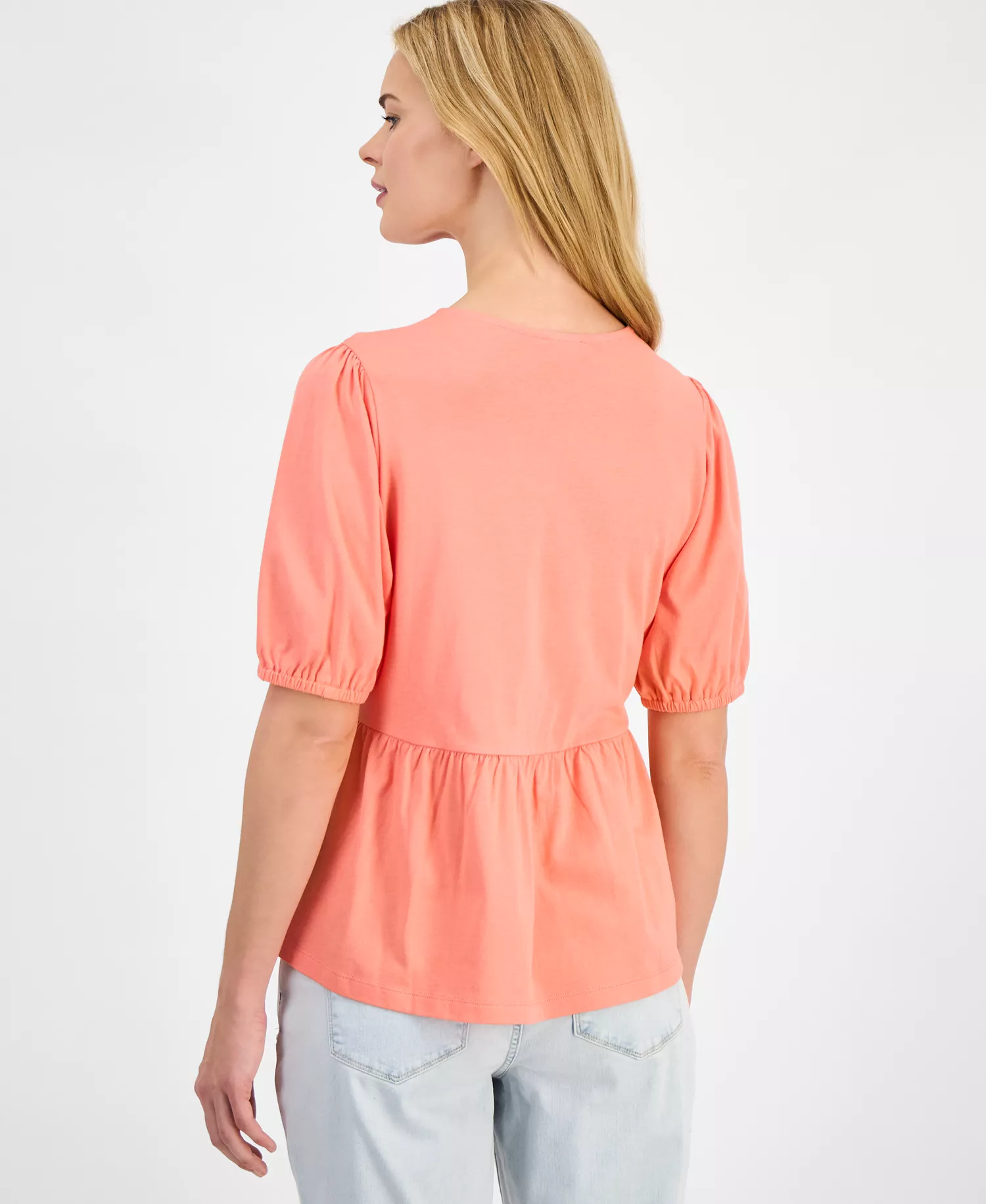 Women's Solid Bow Peplum Top - Bloom - L