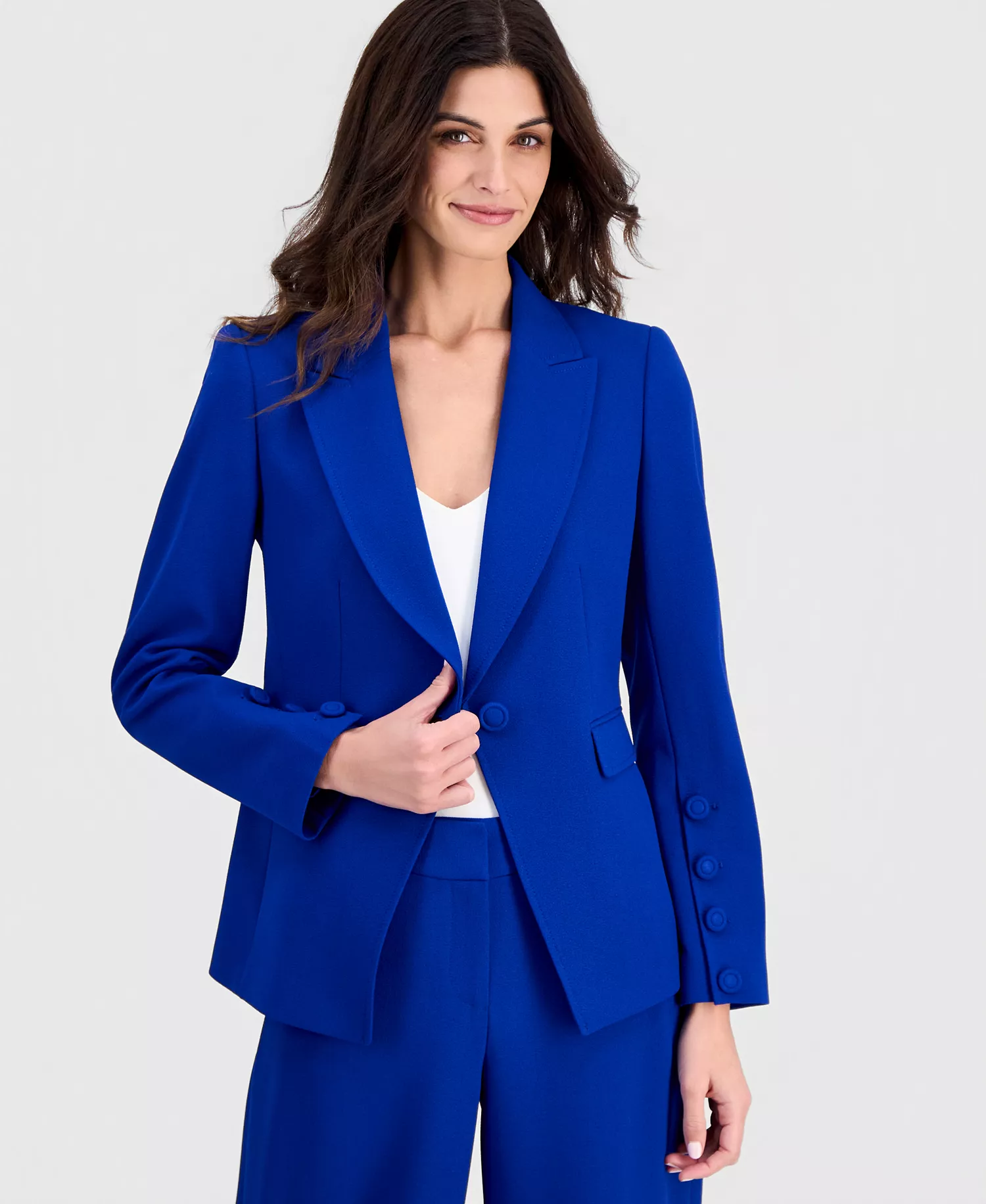 Petite Peak Lapel One Button Blazer - Cobalt - 10P