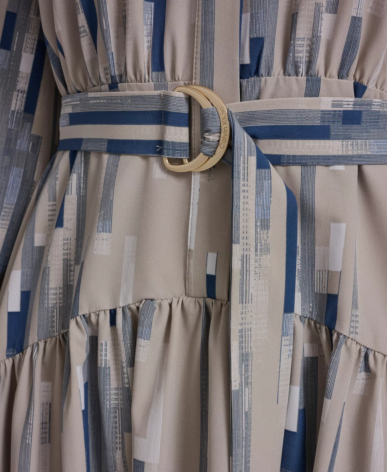 Women's Balloon-Sleeve Printed Dress - Khaki Multi - 10