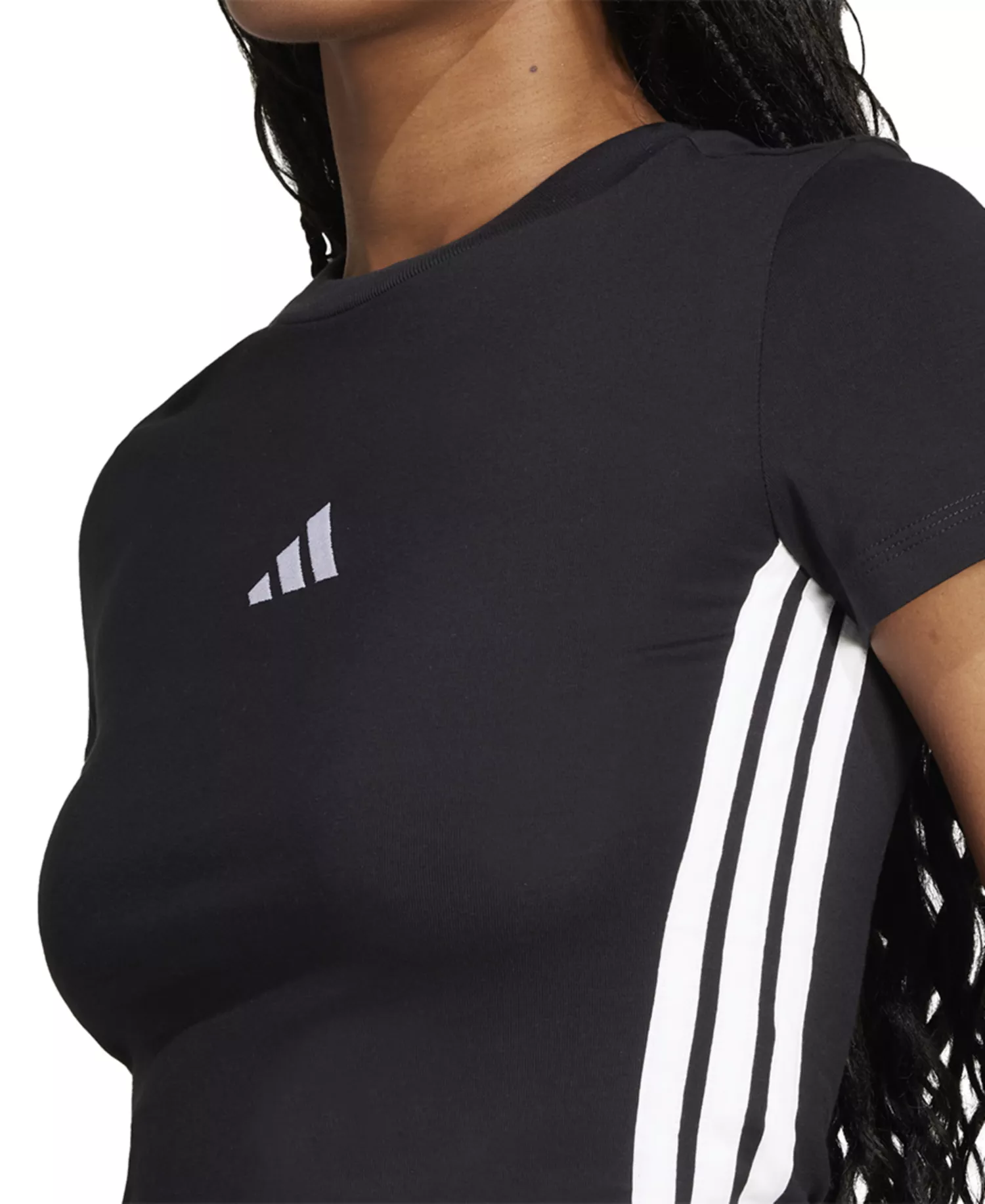 Women's Essentials Slim-Fit Short-Sleeve Baby T-Shirt - Black/White - 2XL