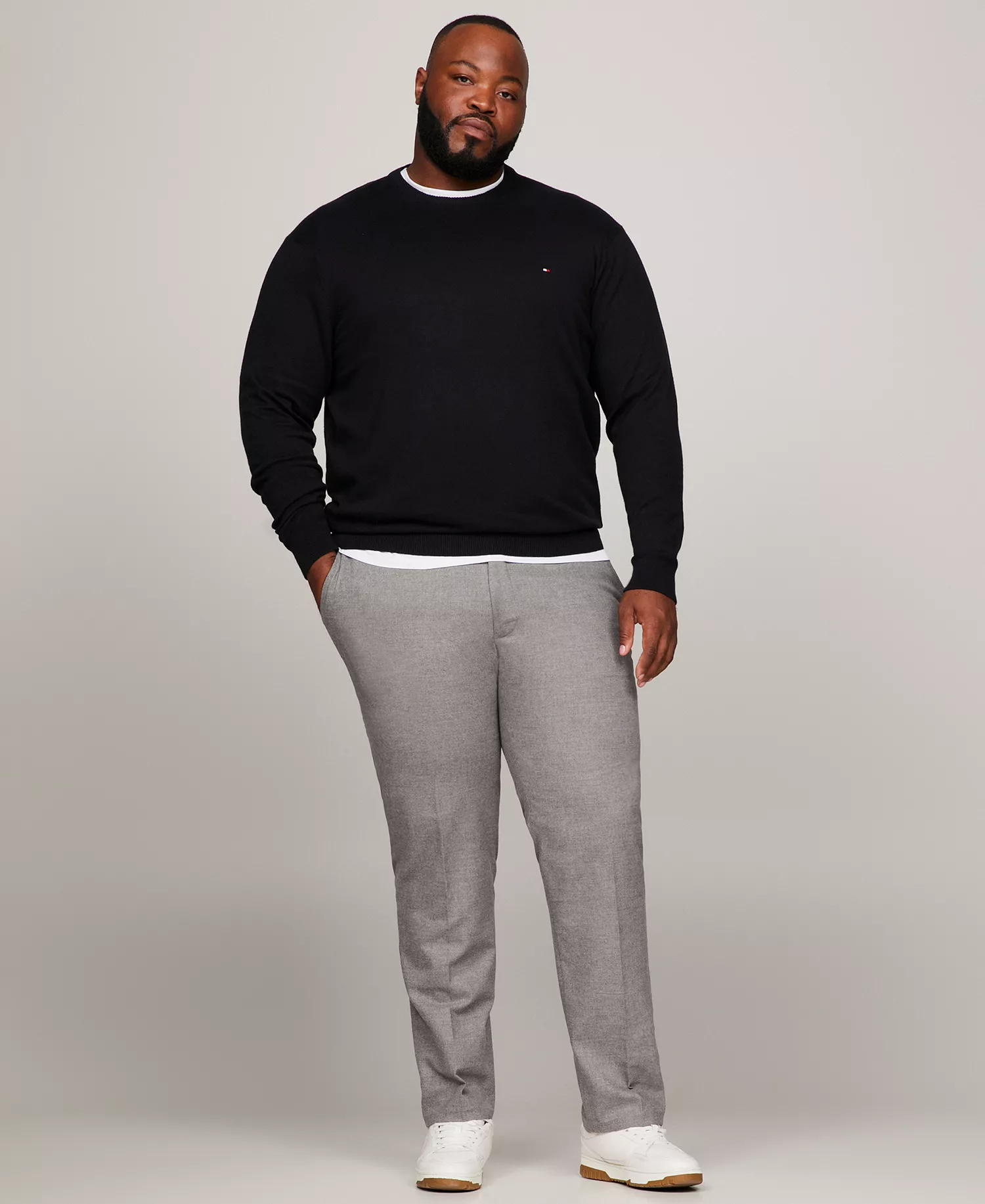 Men's Big and Tall Pima Cotton Cashmere Crewneck Sweater - Black - 2XLT