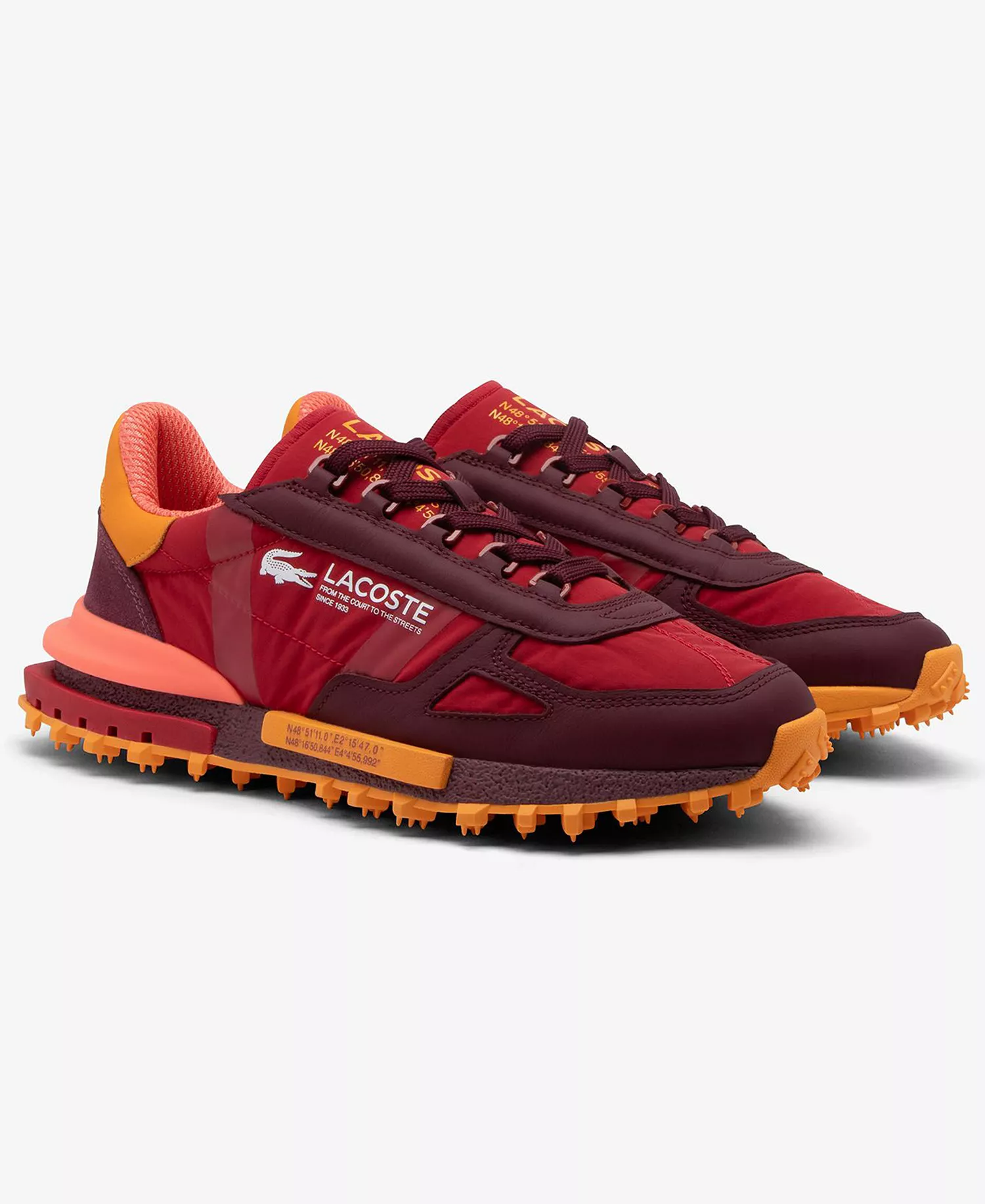 Men's Elite Active Round Toe Sneakers - Dark Burgundy/Orange - 10