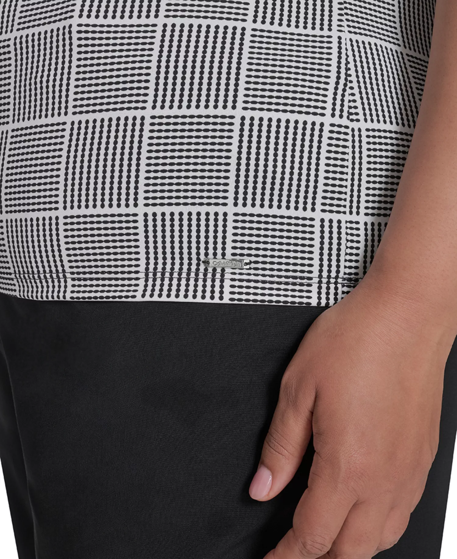 Plus Size Pleated Top - Black/Cream - 1X