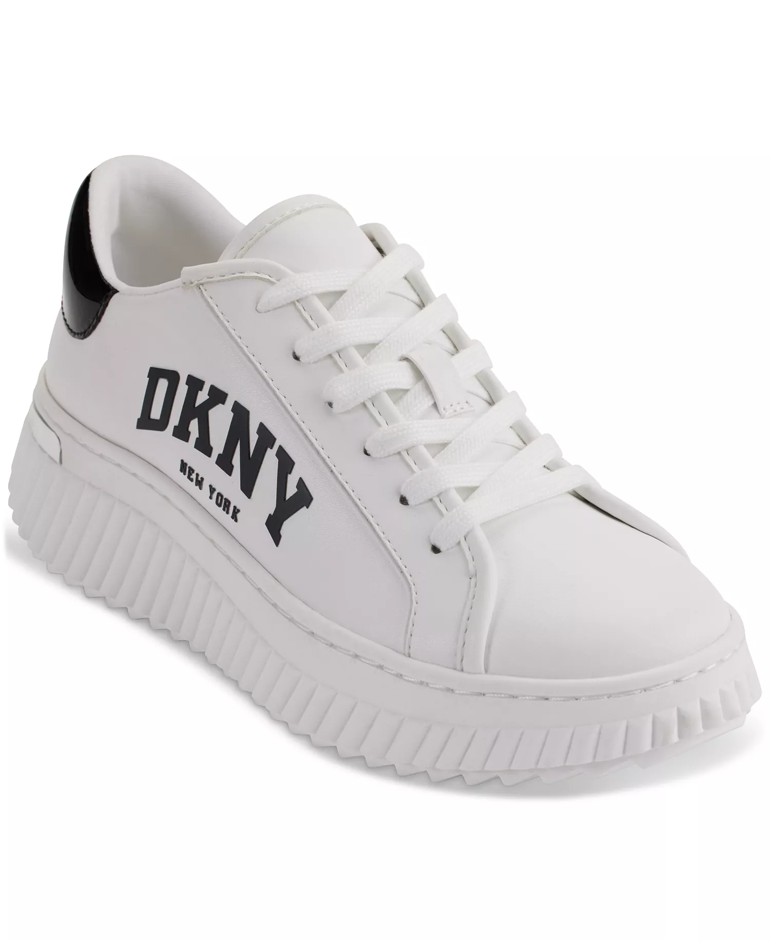Women's Leon Lace-Up Logo Sneakers - Bright White/ Black - 10M