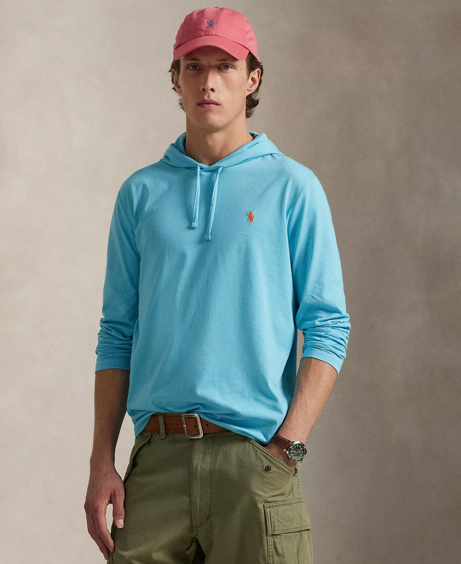 Men's Tropical Jersey Hooded T-Shirt - Blue - 2XL