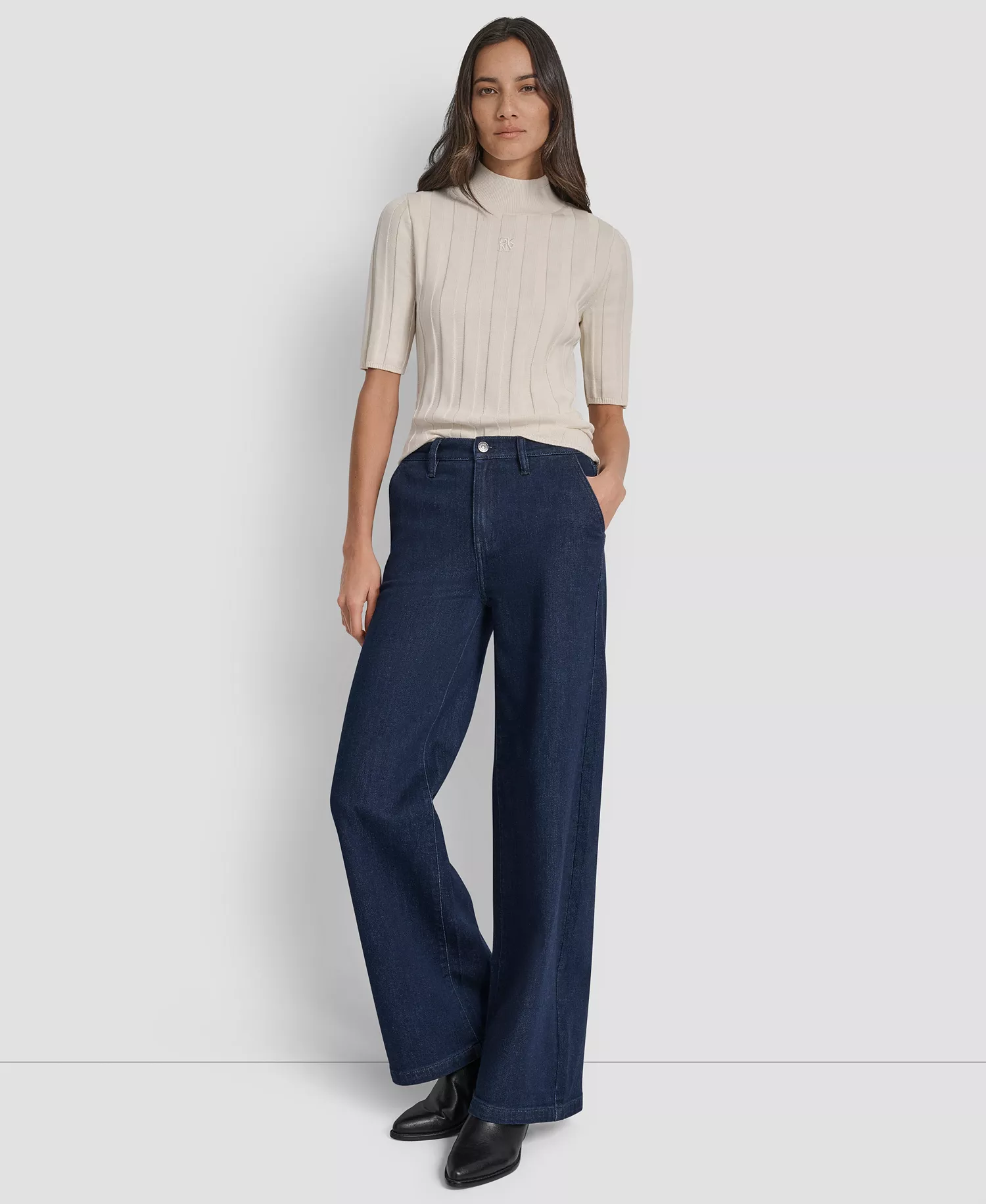 Petite High-Rise Tailored Trouser Jeans - Lexington - 27P