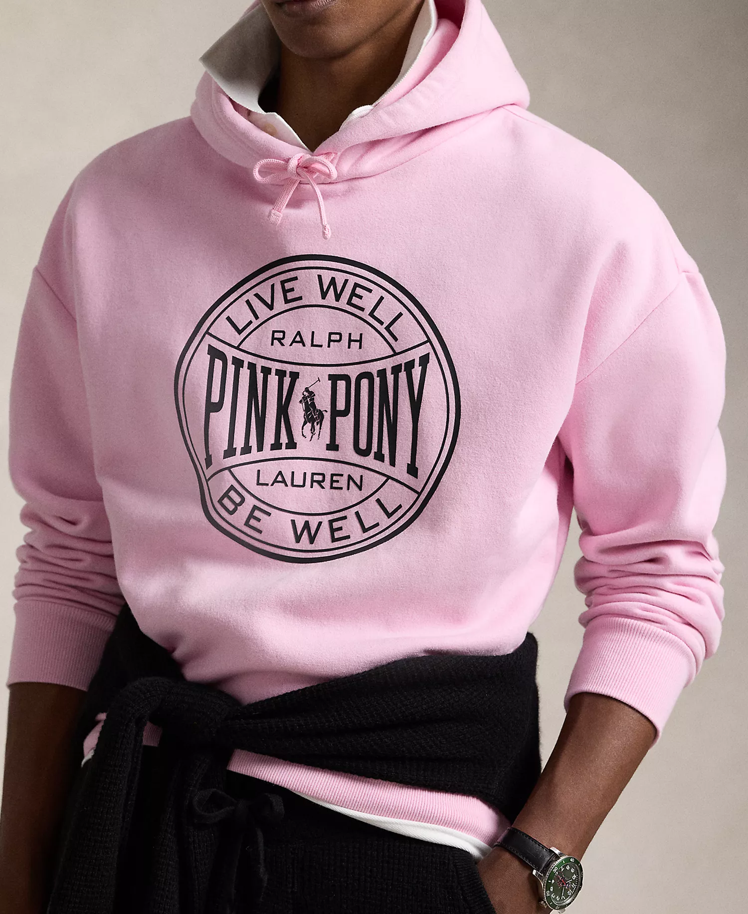 Men's Pink Pony Relaxed-Fit Hoodie - Pink - XS