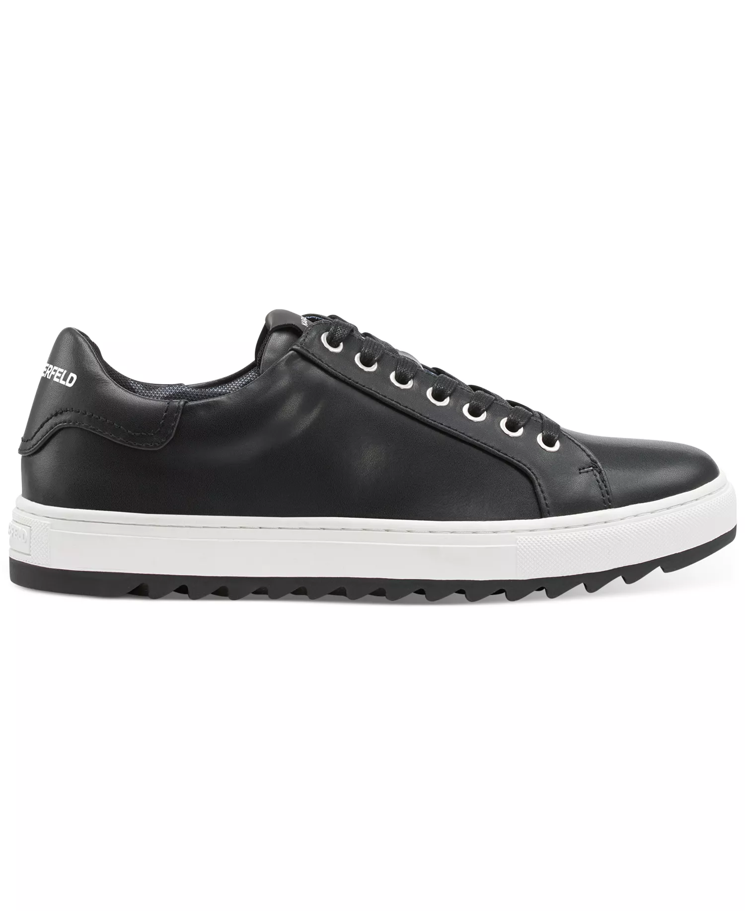 Karl Lagerfeld Men's Smooth Leather Tennis Sneaker - Black - 10
