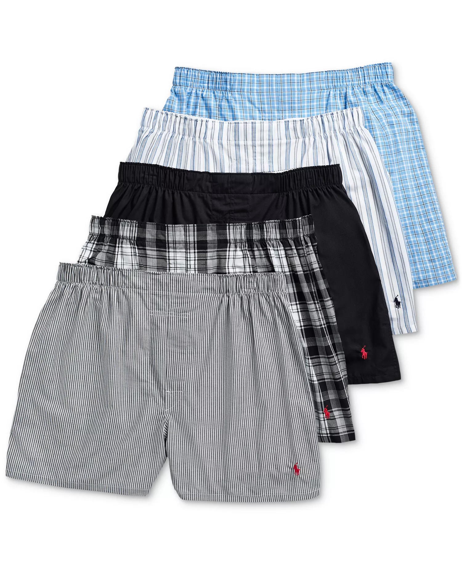 Men's 5-Pack Woven Boxers  - Bengal / Stockton / Polo Black / Jarvis / Cannes - L