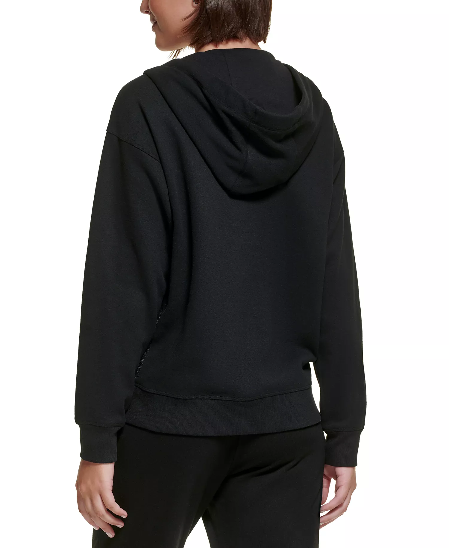 Women's Fleece Long-Sleeve Zip-Front Hoodie - Black - L