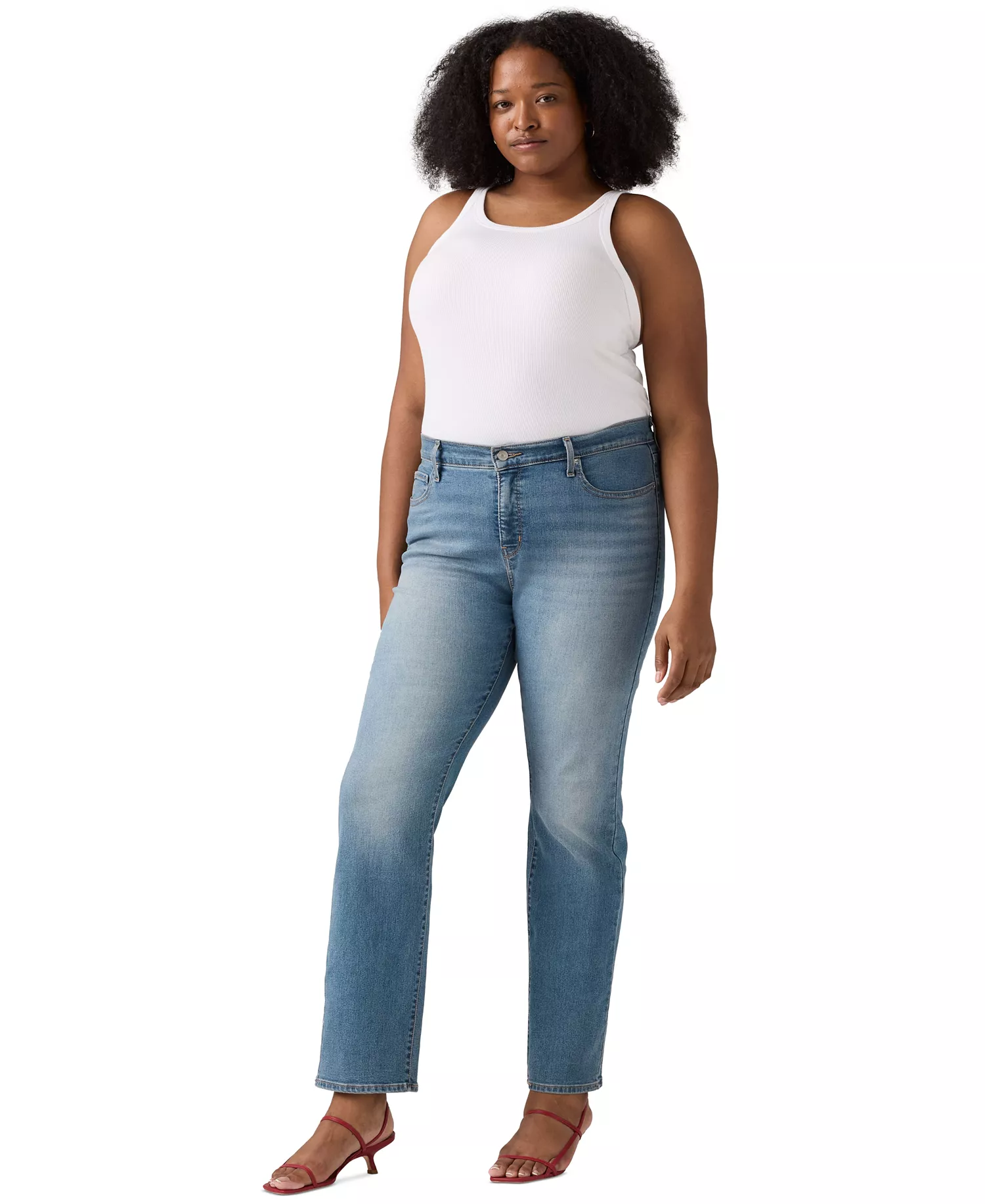 Trendy Plus Size 314 Mid-Rise Shaping Straight-Leg Jeans - Eternal Indigo - 14W