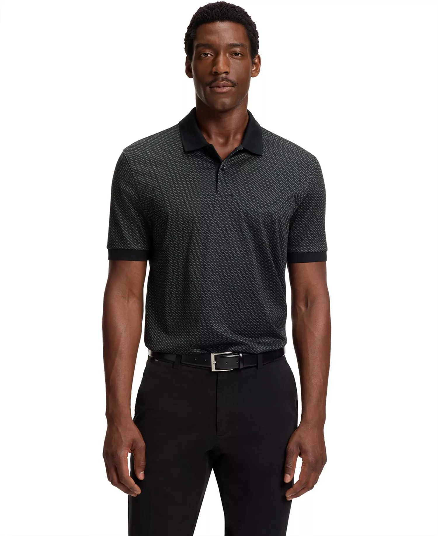 Men's Mercerized-Cotton Monogram Polo Shirt - Black - 2XL